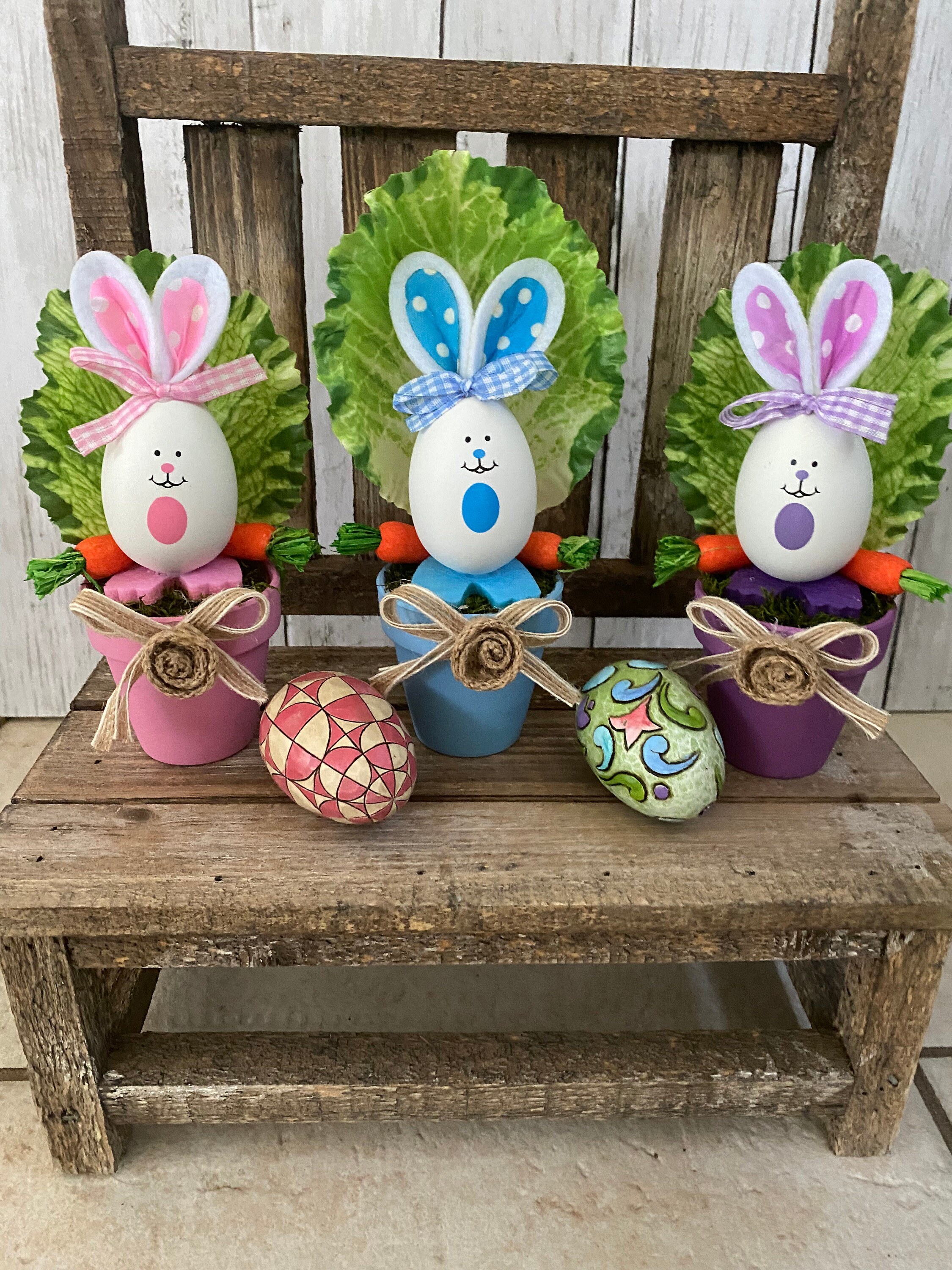 Bunny Egg Spring Shelf Sitter, Carrot & Lettuce Decor