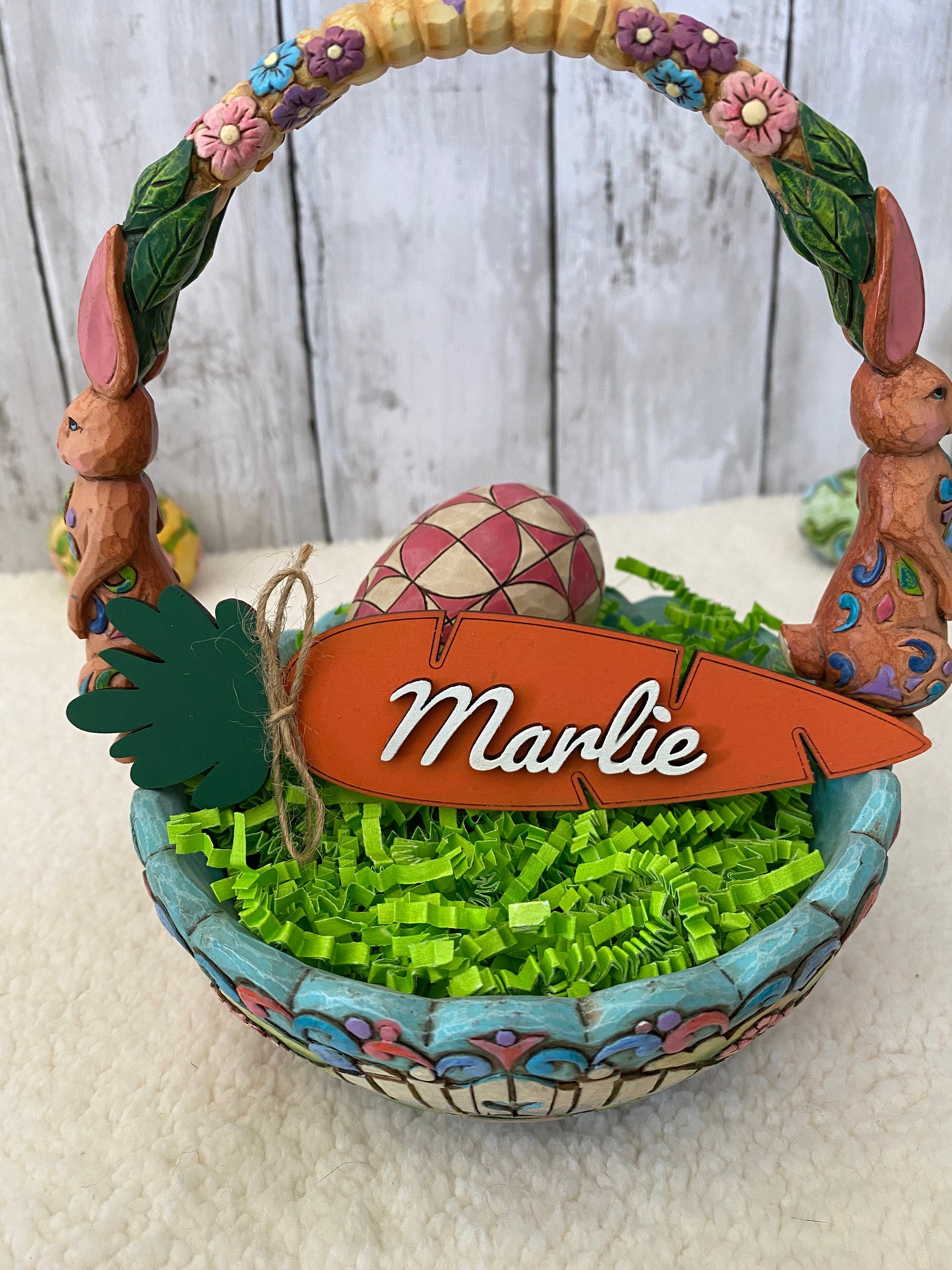 Easter Basket Name Tags, Wooden Carrot Name Tags, detail 6