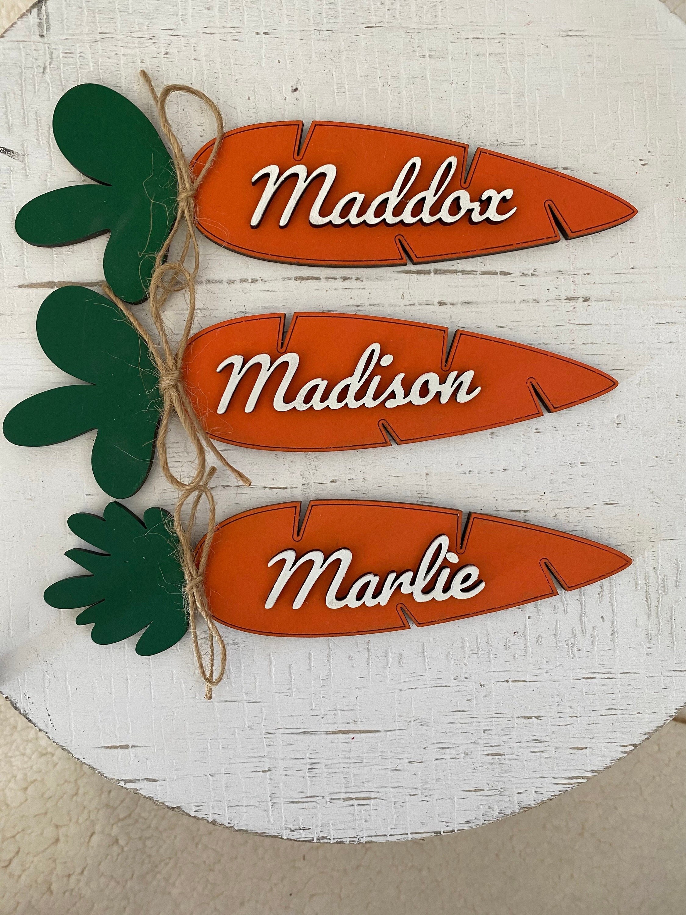 Easter Basket Name Tags, Wooden Carrot Name Tags, detail 2