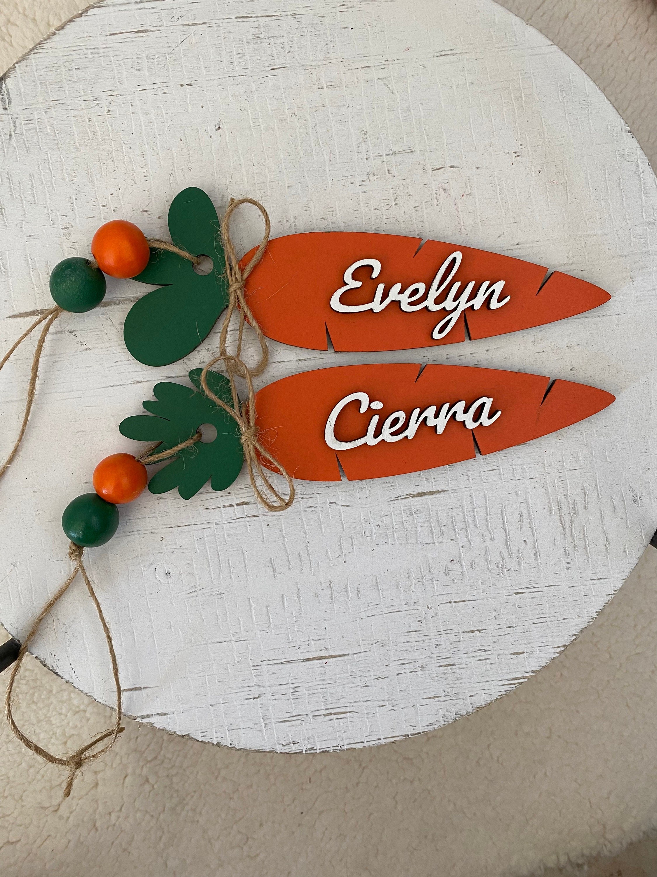 Easter Basket Name Tags, Wooden Carrot Name Tags, detail 3