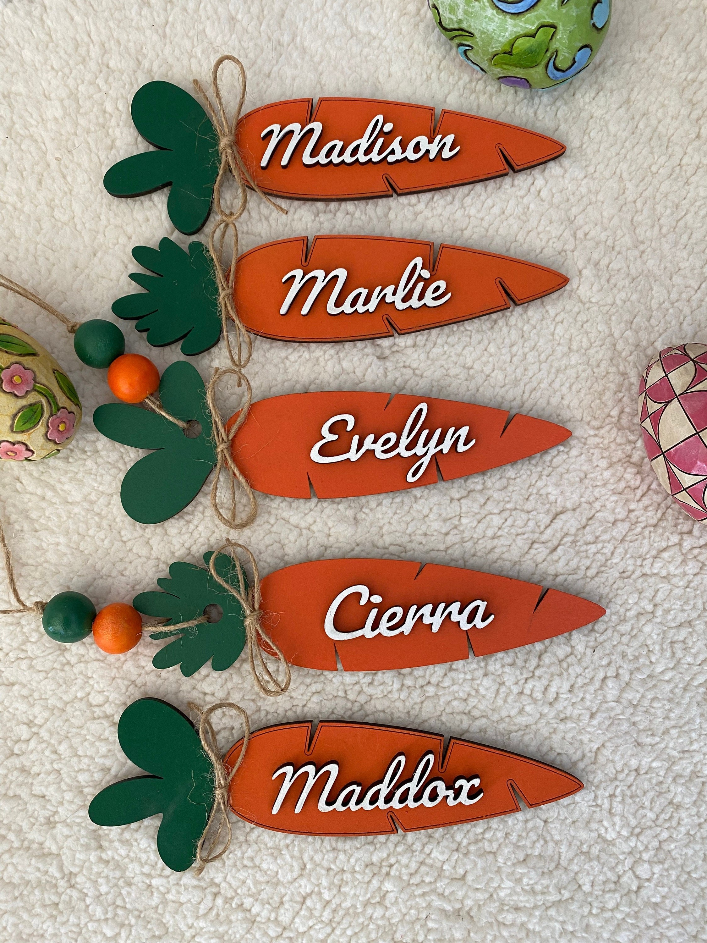 Easter Basket Name Tags, Wooden Carrot Name Tags