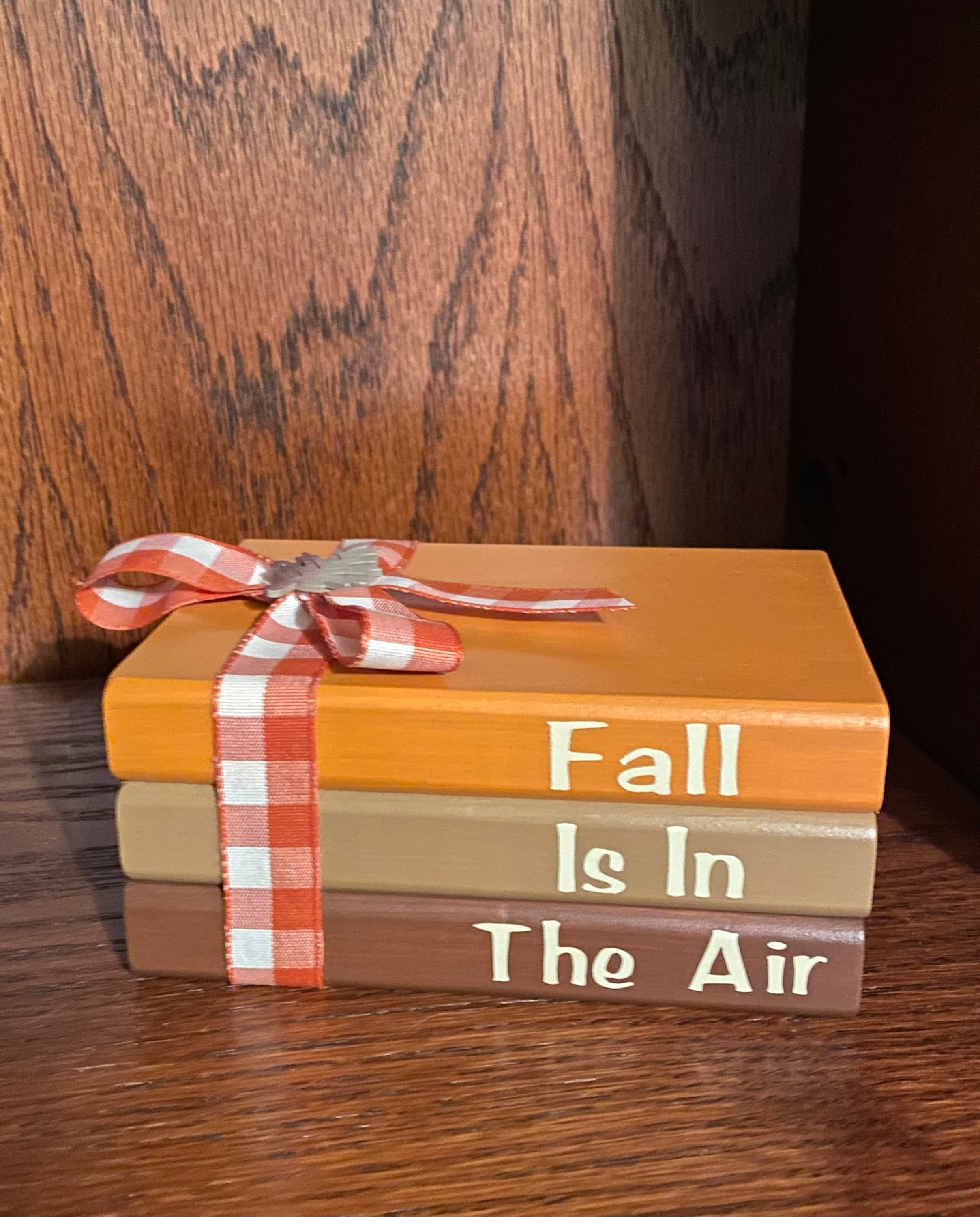 Fall Decor, Mini Wood Book Stack, detail 2