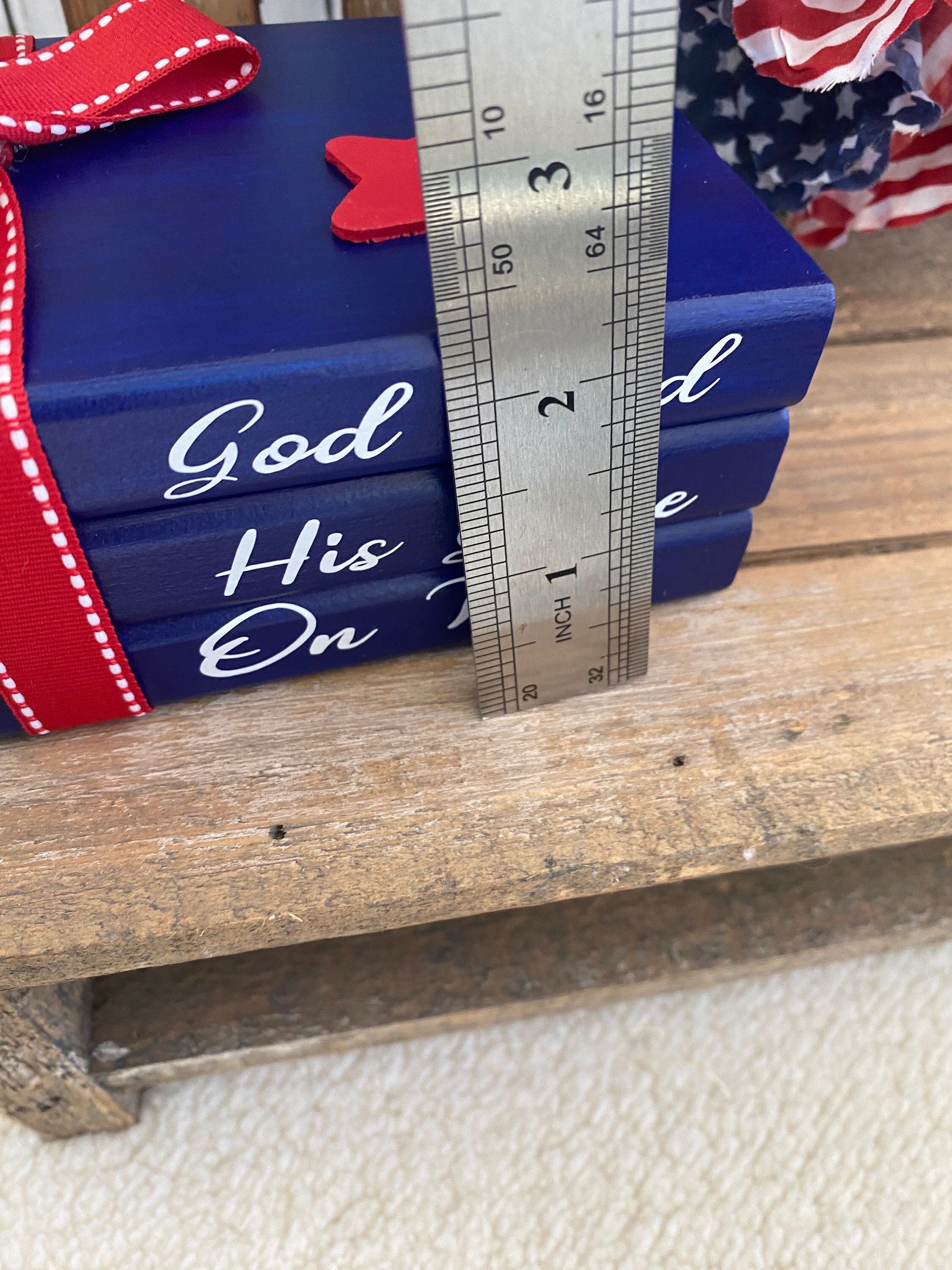 God Shed His Grace Mini Book Stack: Patriotic Tiered Tray Decor, Shel..., detail 4