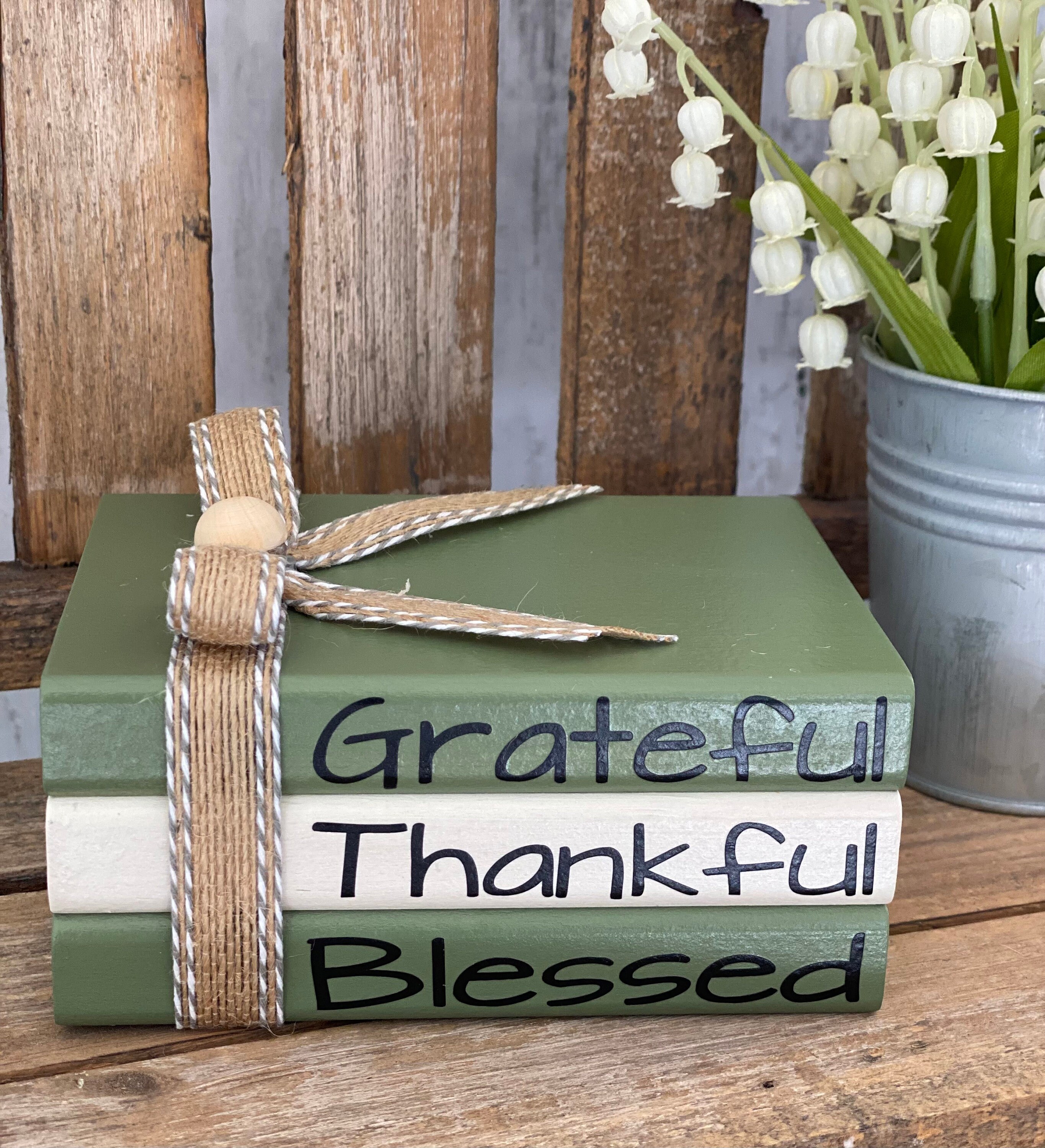 Grateful Thankful Blessed Mini Book Stack: Tiered Tray Decor, Shelf S..., detail 2