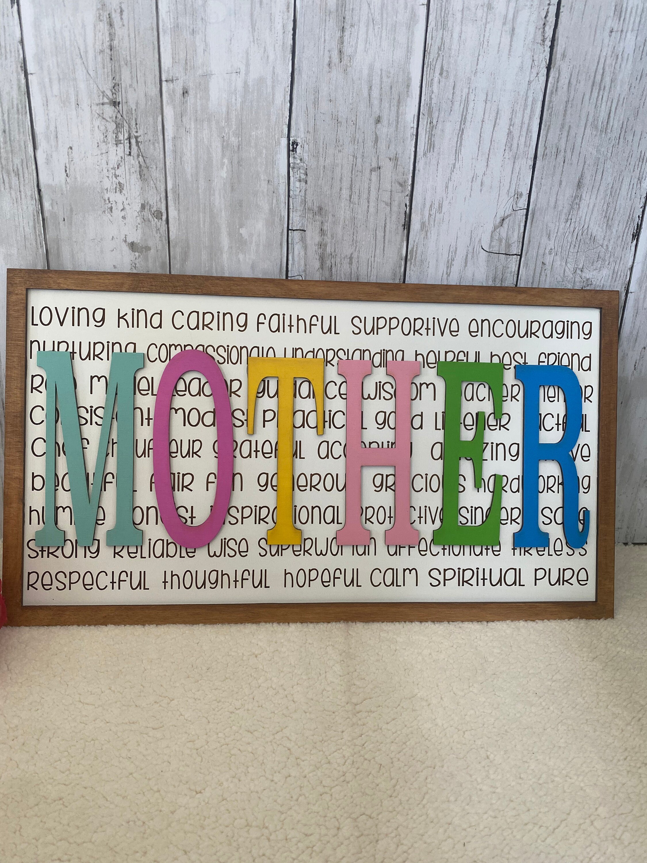 Handmade Mother's Day Sign, Colorful Letter Art, detail 2
