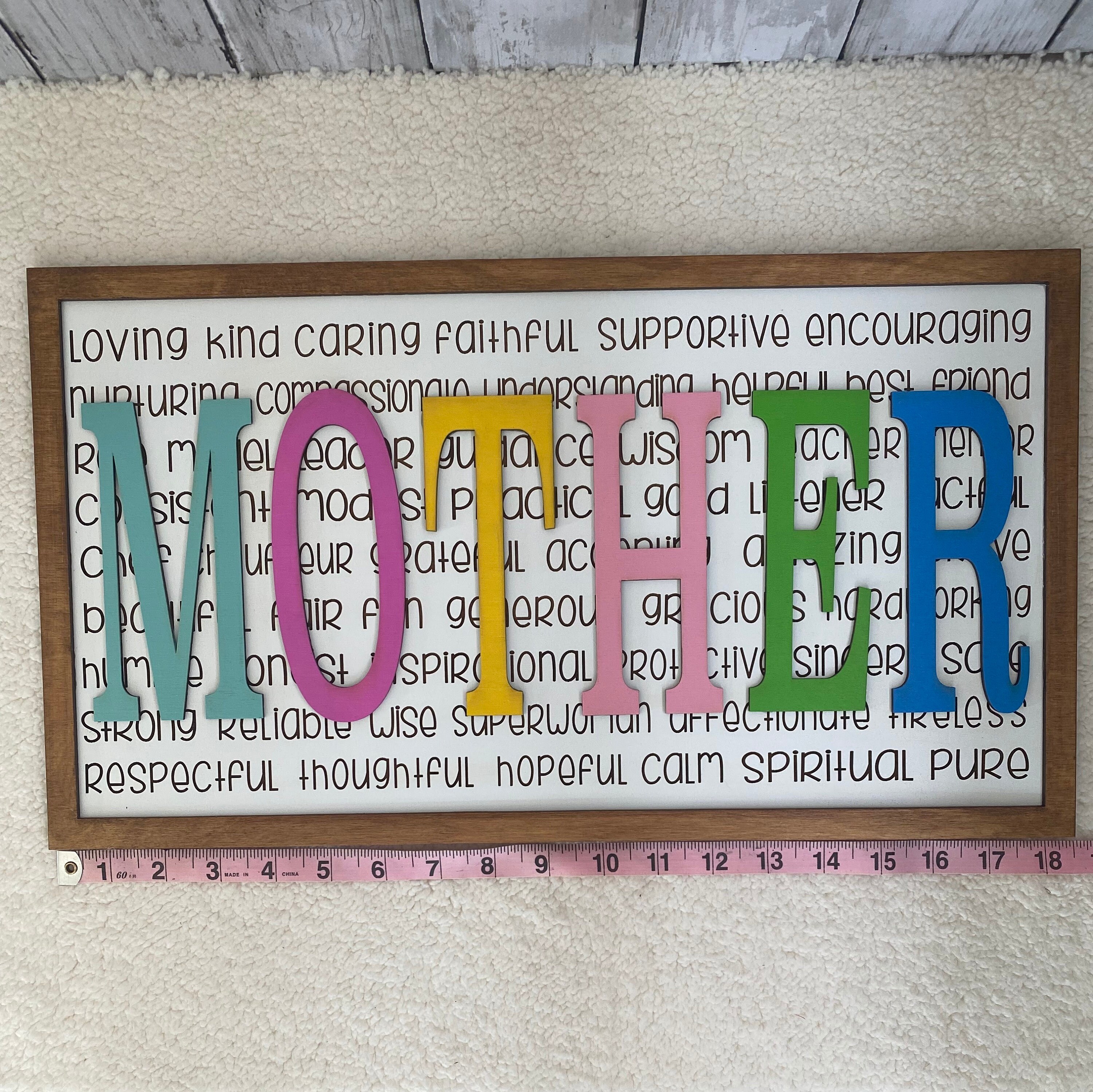 Handmade Mother's Day Sign, Colorful Letter Art, detail 4