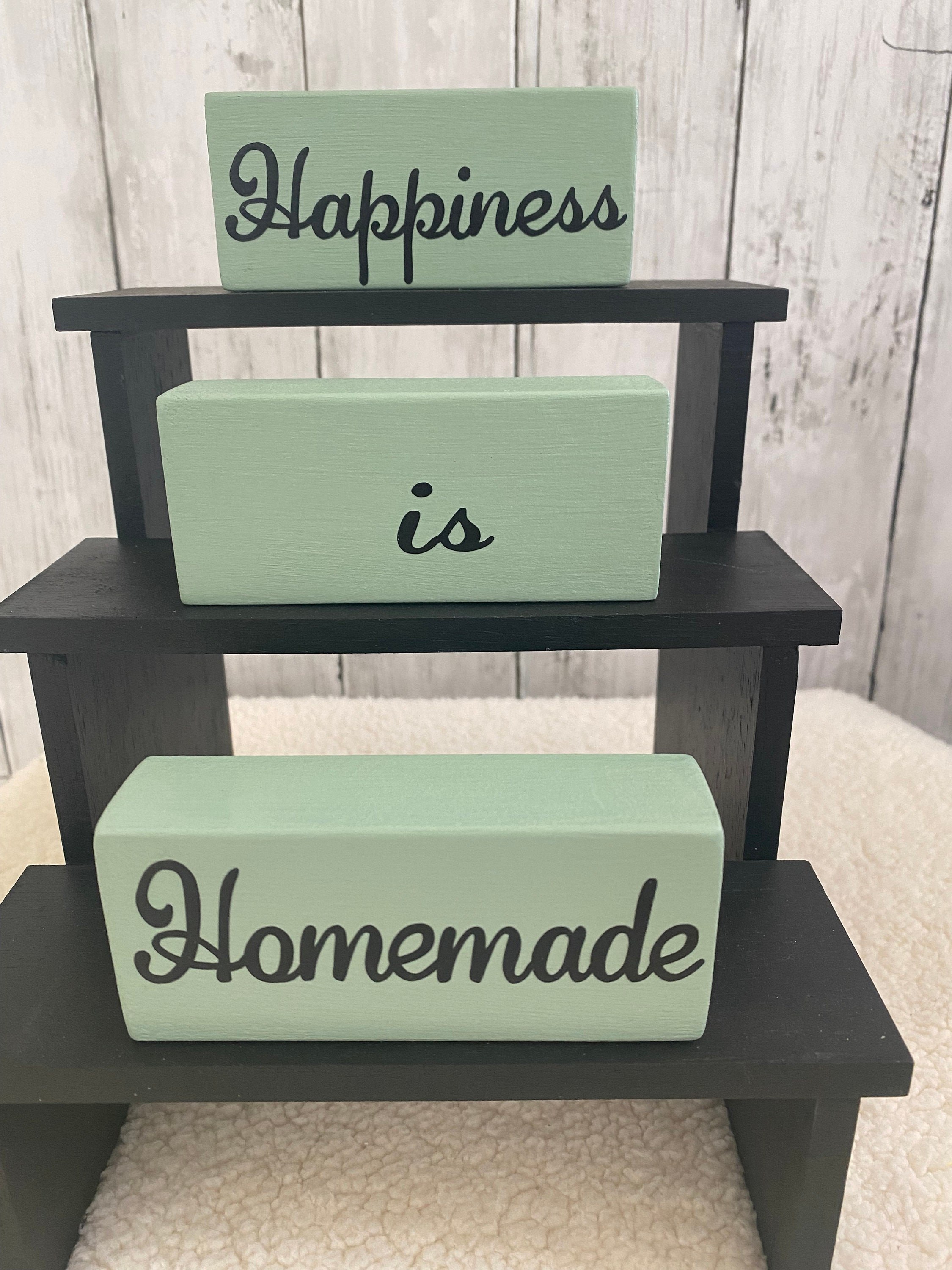 Happiness is Homemade Stacking Blocks: Tiered Tray Decor, Shelf Sitter, detail 2
