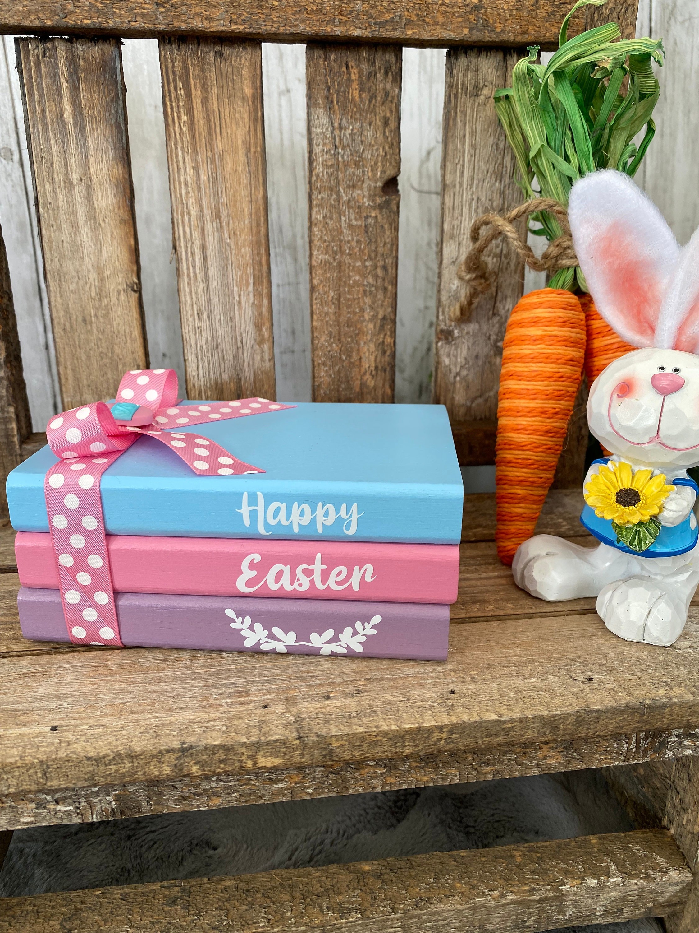Happy Easter Wood Book Stack, Tiered Tray Decor