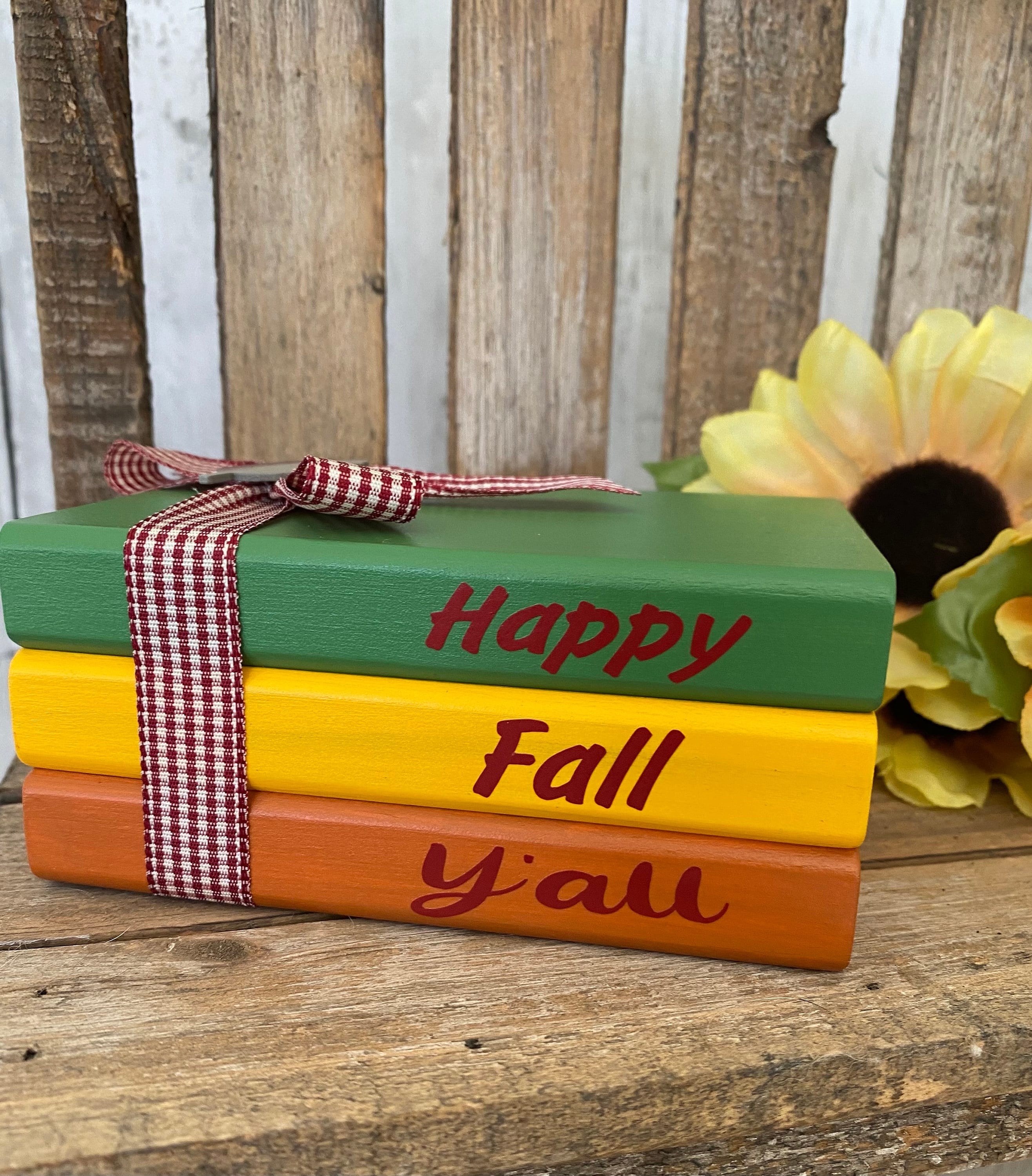 Happy Fall Y’all Fall Decor, Mini Wood Book Stack