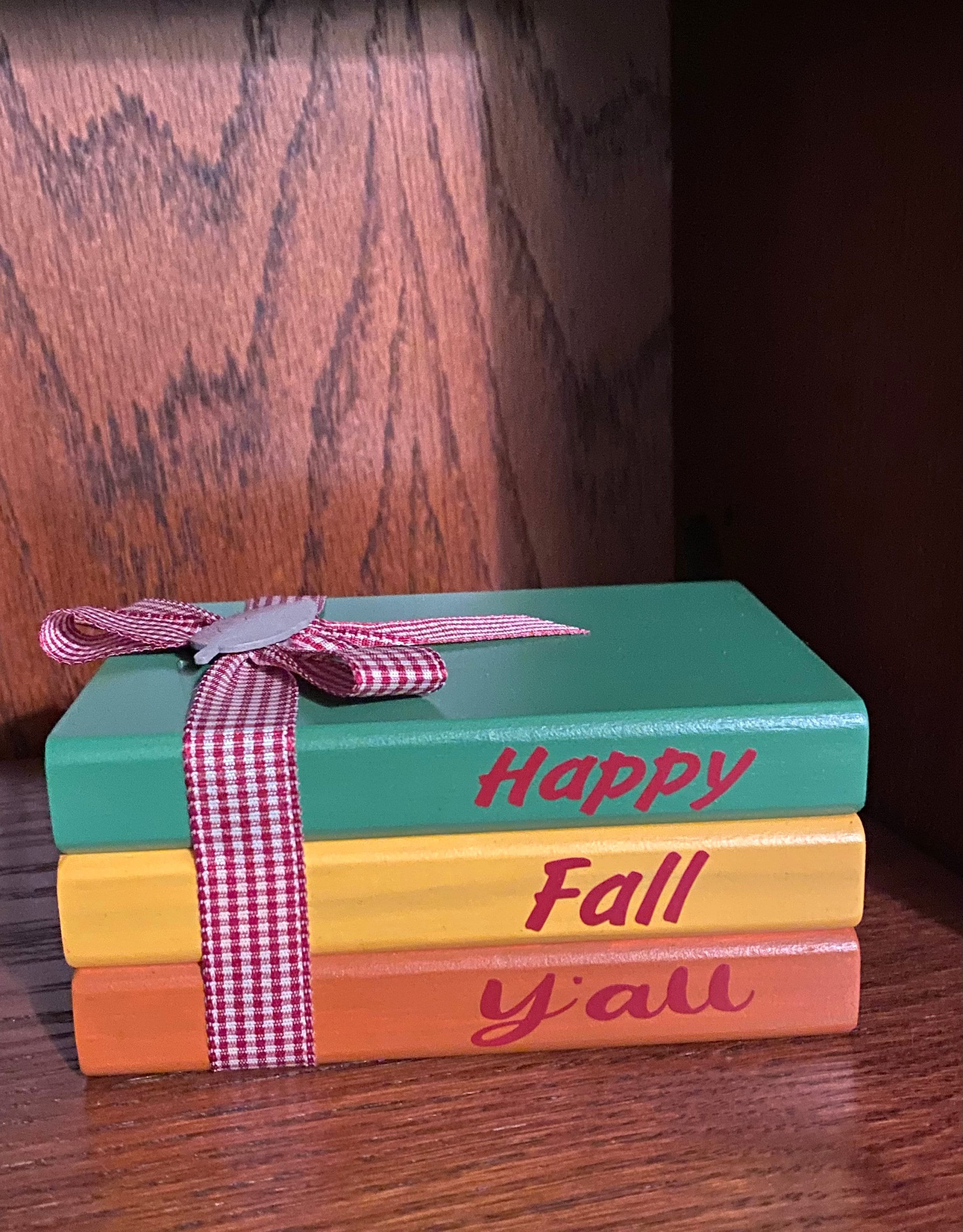 Happy Fall Y’all Fall Decor, Mini Wood Book Stack, detail 2