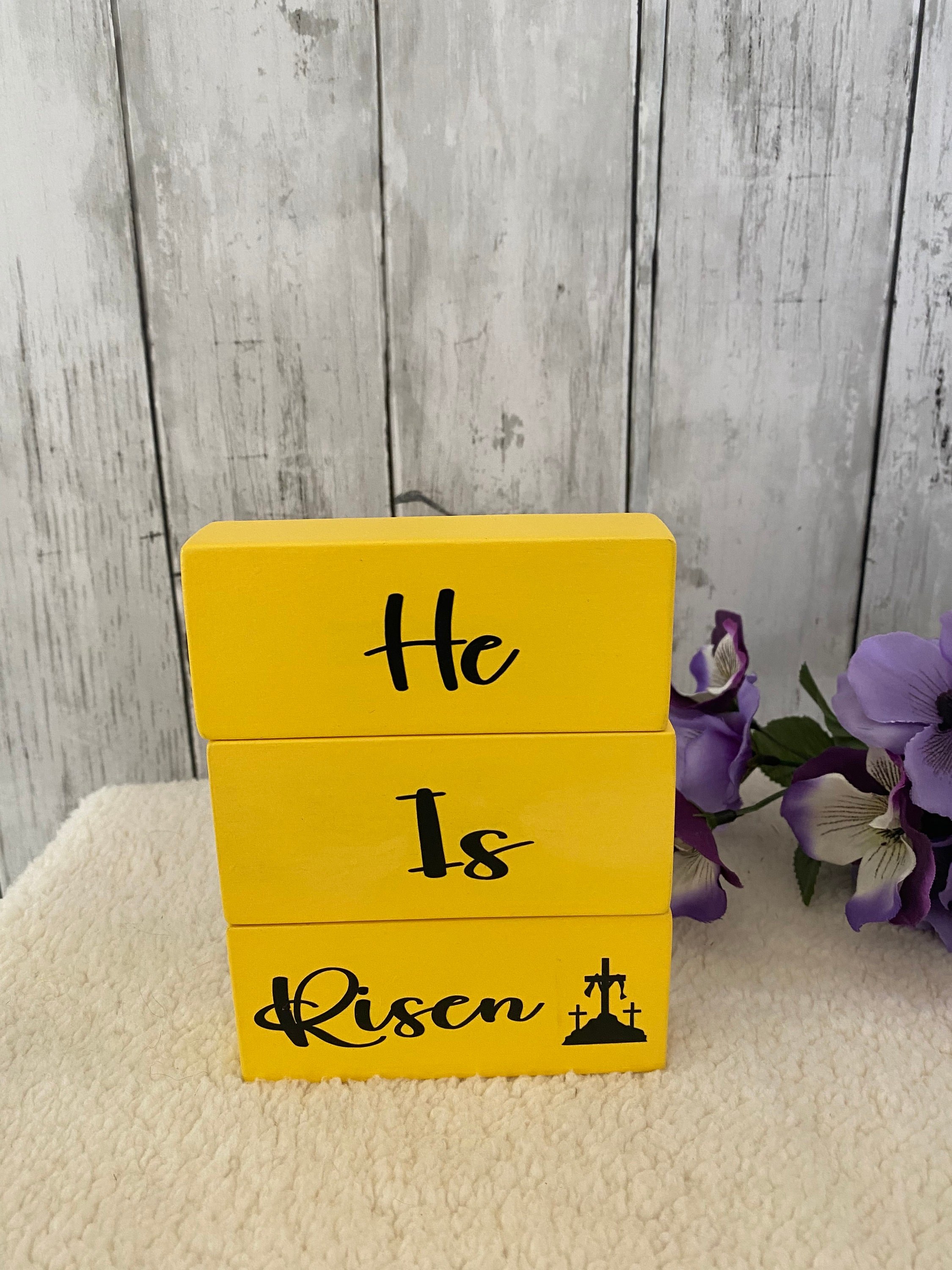 He Is Risen Stacking Blocks, Easter Tiered Tray Decor, detail 3