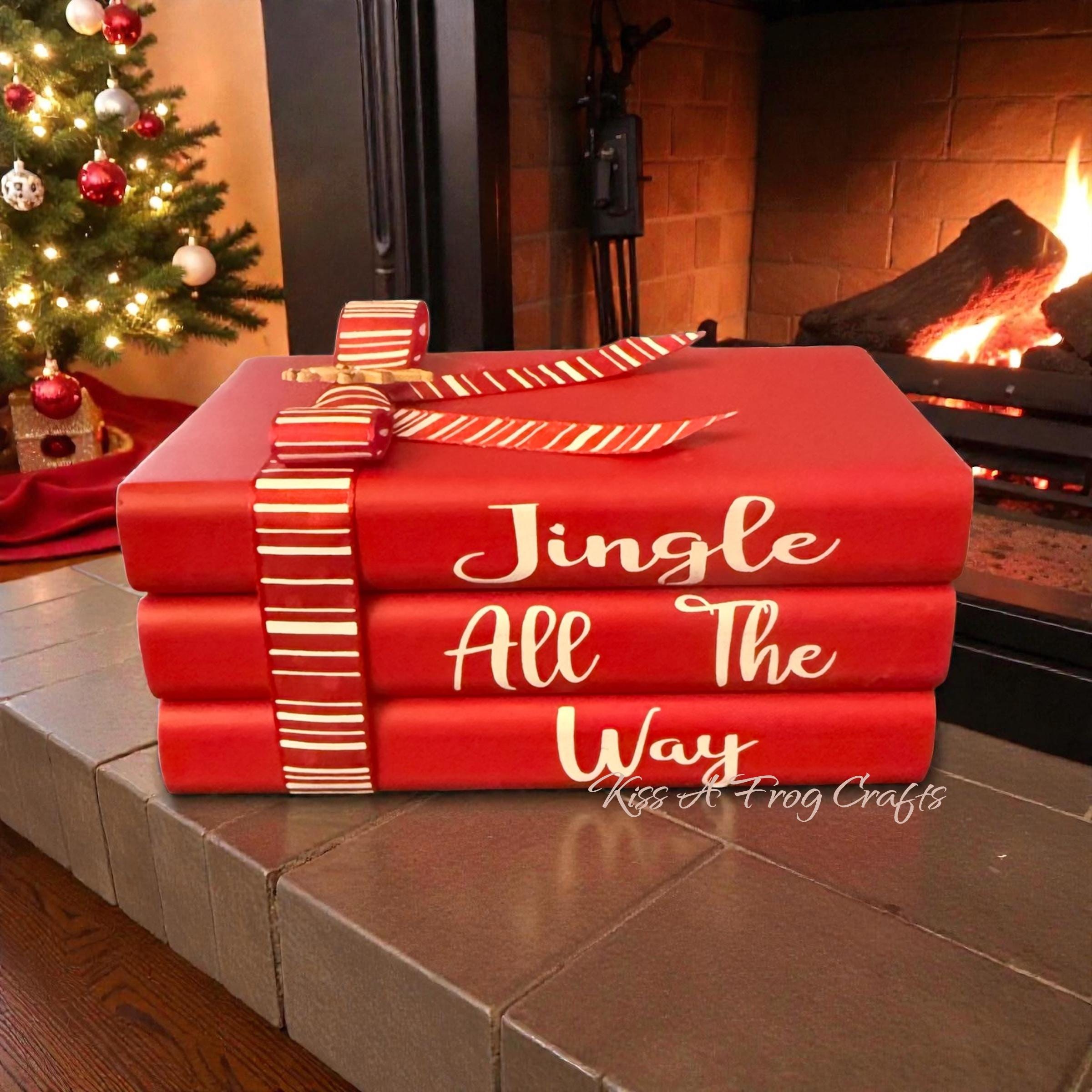 Jingle All the Way, Wood Mini Book Stack - Holiday Tiered Tray Decor