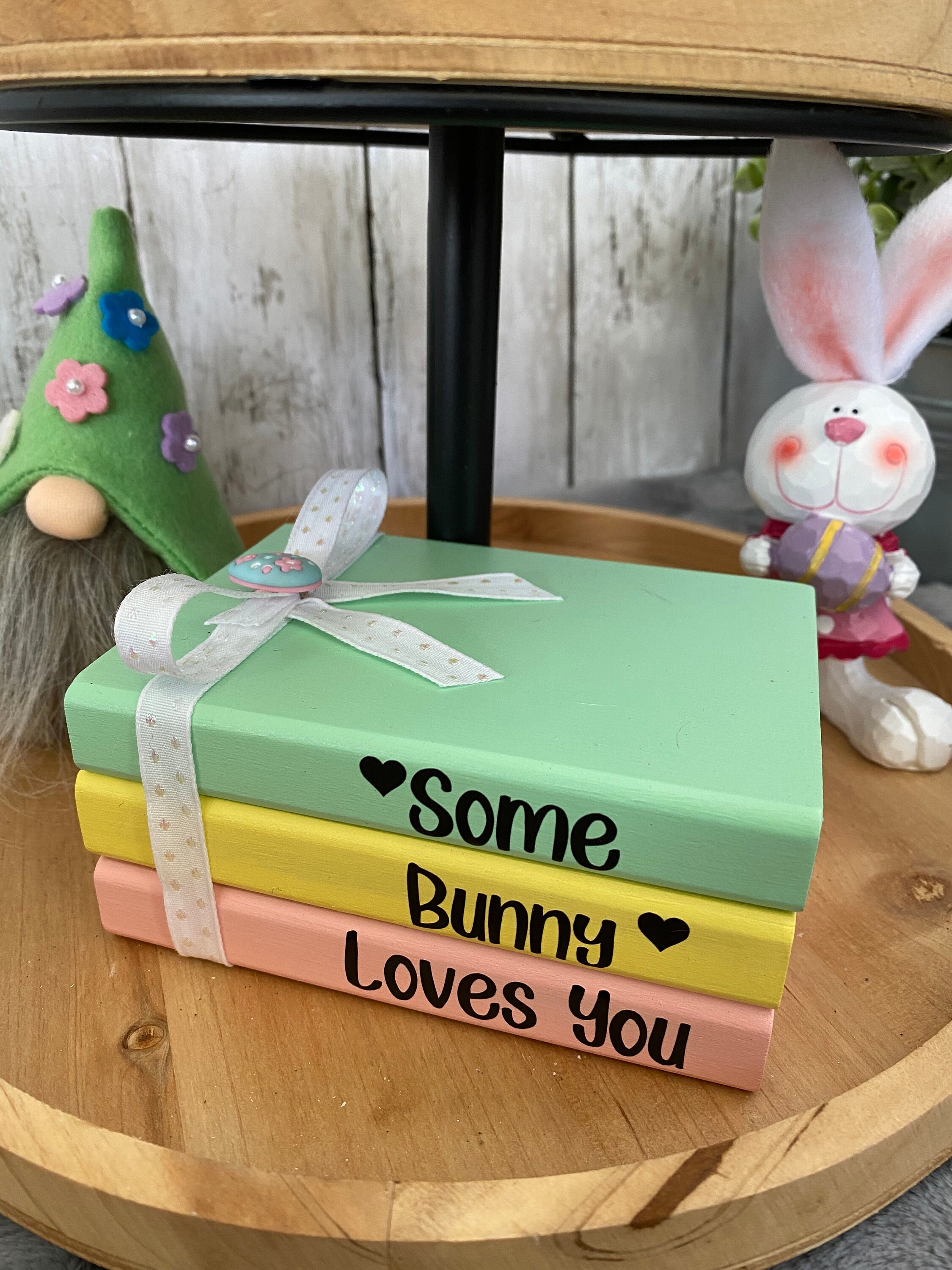 Some Bunny Loves You, Easter Wood Book Stack, detail 3