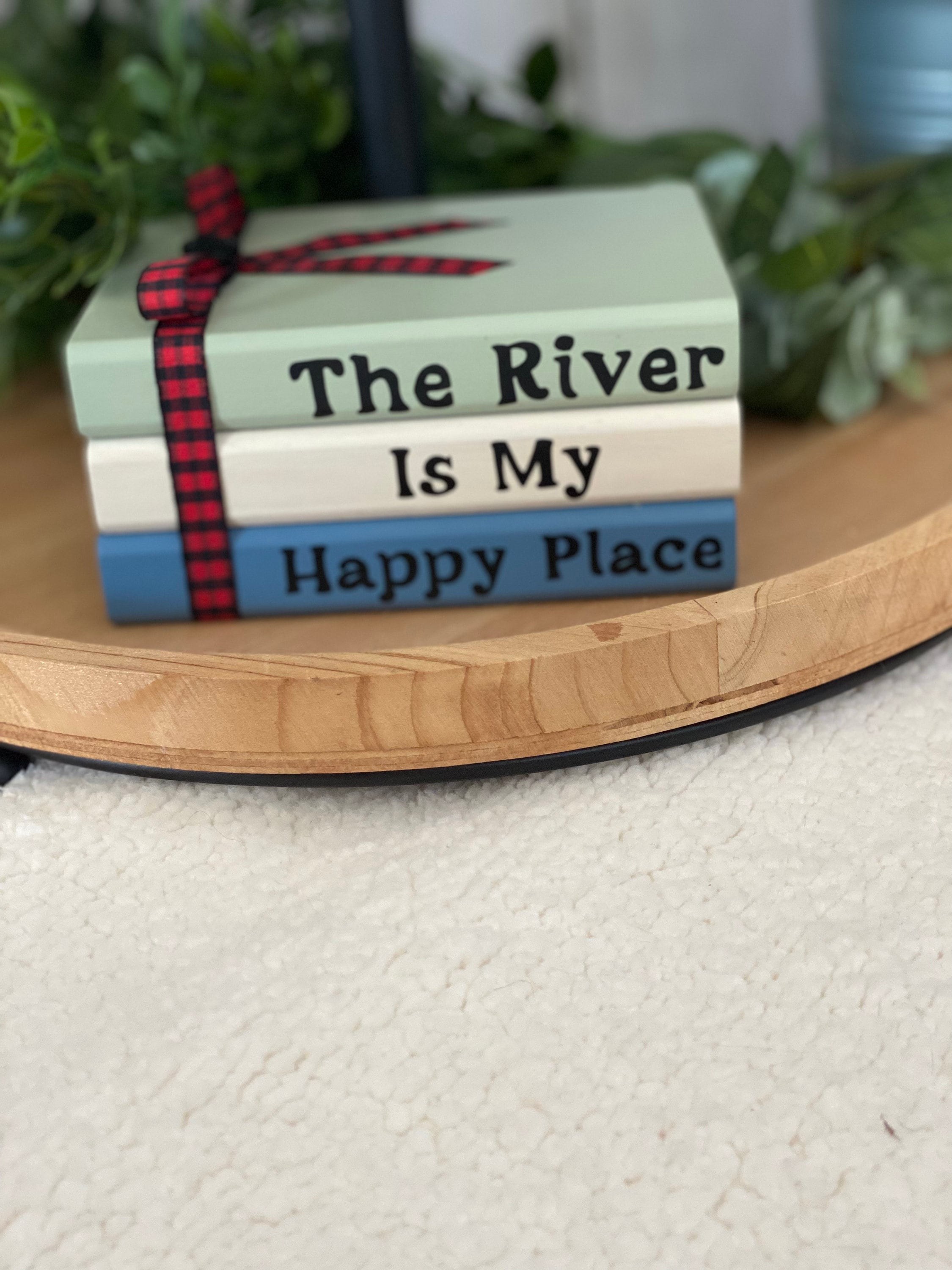 The River, My Happy Place Faux Book Stack, detail 2