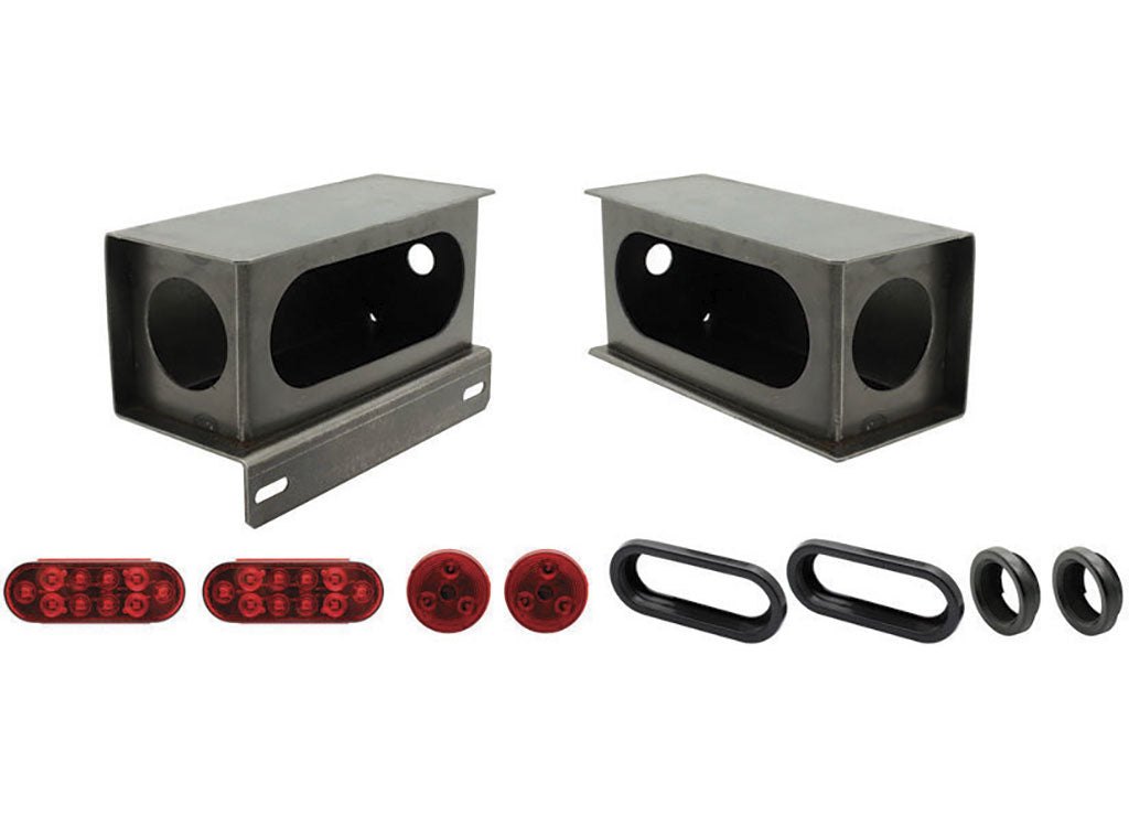 LED weld-on trailer light kit with license plate bracket