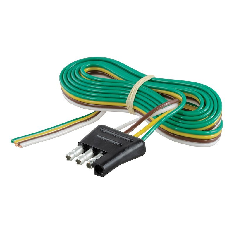 Four-way flat trailer-side connector with color-coded wiring leads