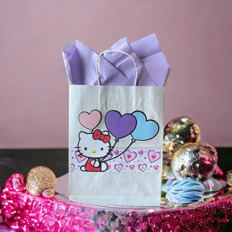 Handmade gift bag with pink tissue paper