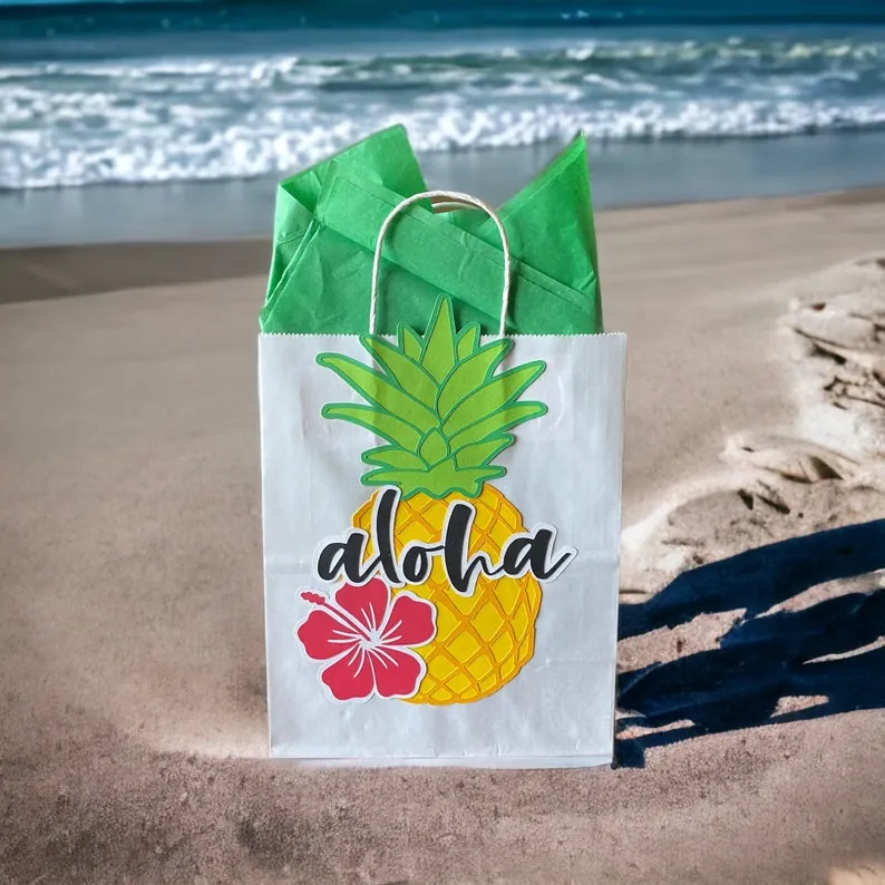 Pineapple gift bag with green tissue paper