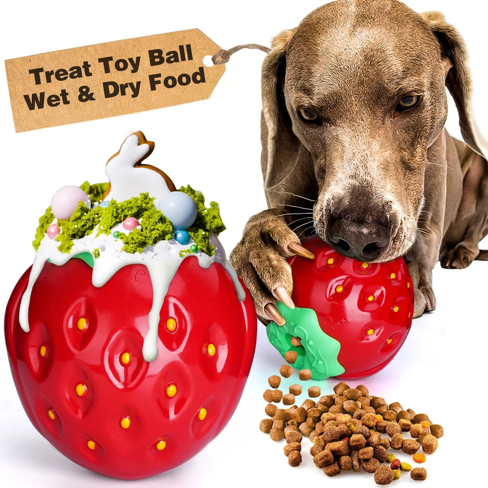 Strawberry Treat Dispenser Dog Toy