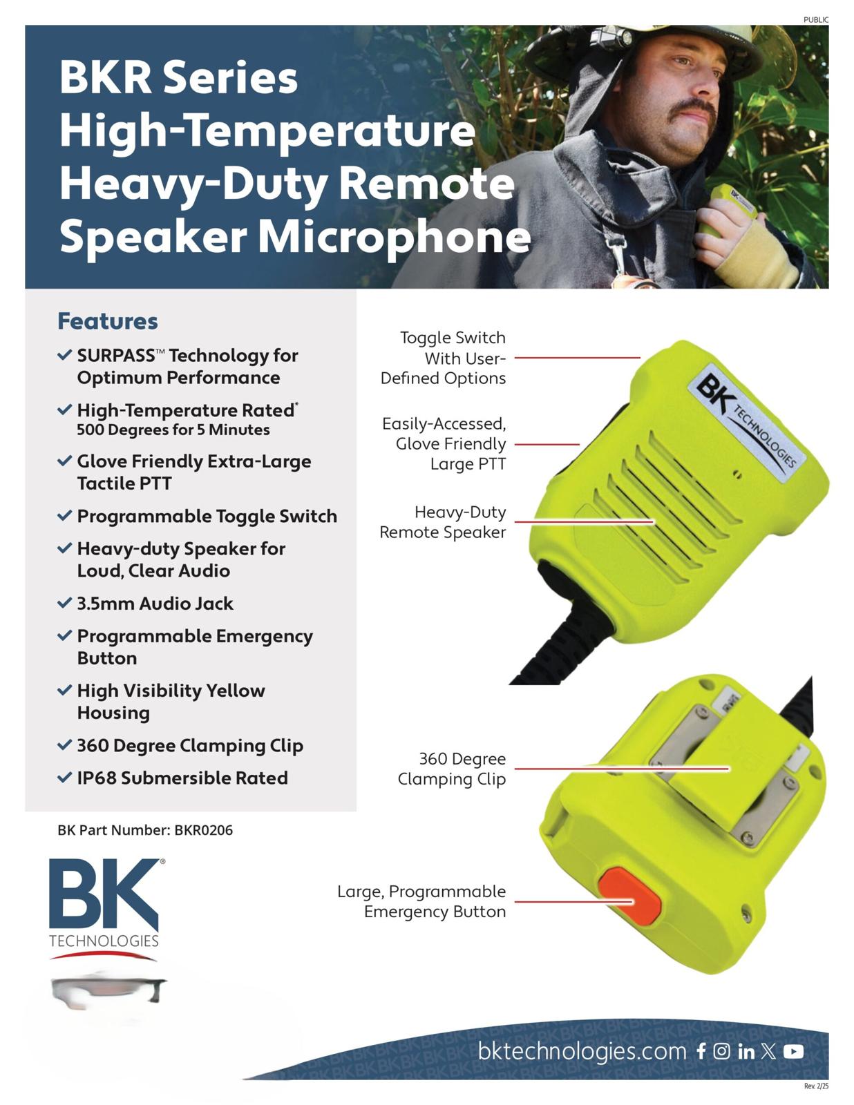 BKR0206 Fire Rated Speaker Mic BKR Portables