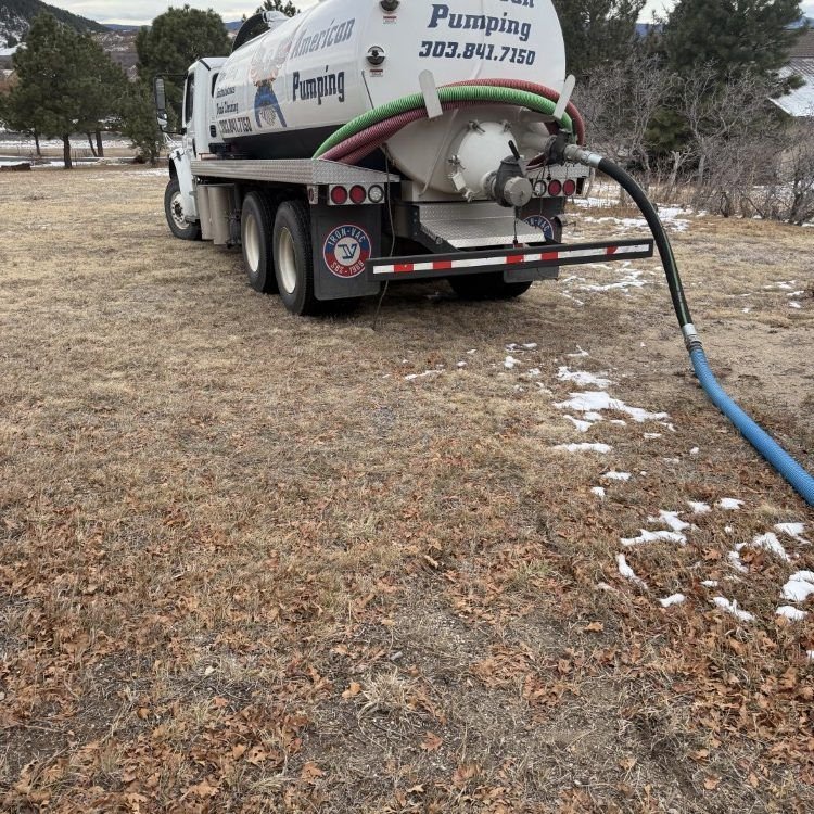 American Pumping truck at a Colorado septic pumping job