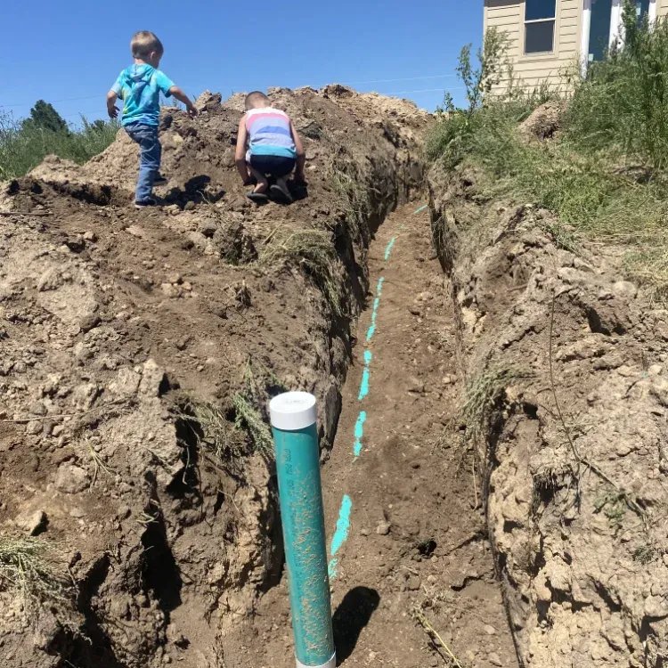 Septic system installation work in progress
