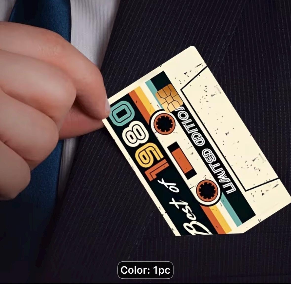 Credit Card Sticker, 1980 Cassette Design, Protective Card Skin