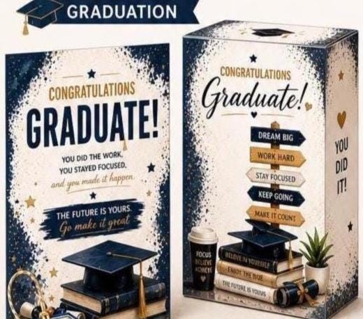 Graduation Card Gift Box Bundle, Class of 2026 Grad Cash Holder (Digital Download)