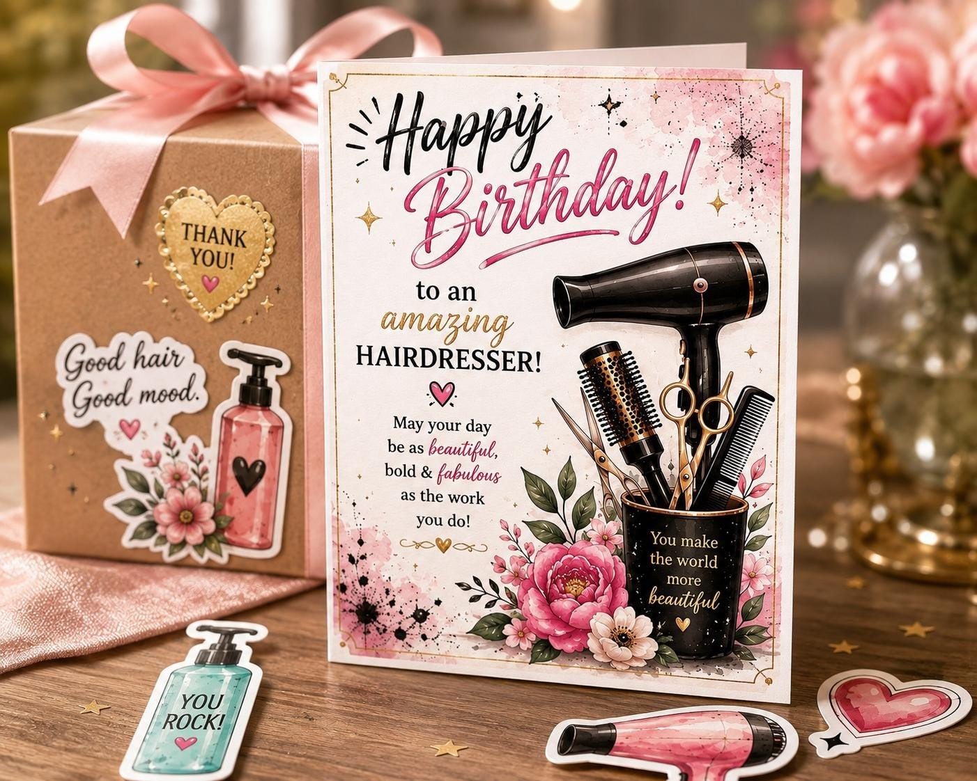 Hairdresser Thank You Card, Stylist Appreciation Gift Holder (Digital Download)