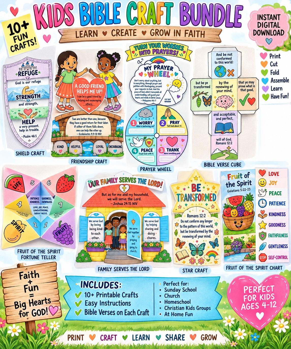 Kids Bible Verse Crafts Bundle: Faith & Creativity Activities (Digital Download)