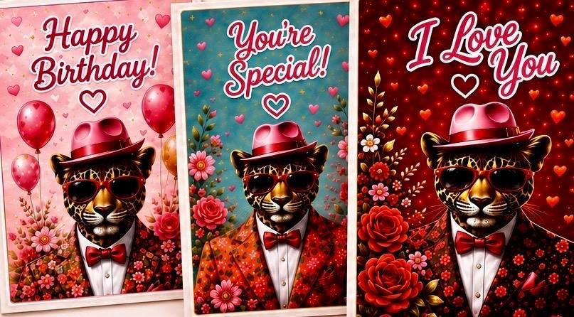 Pink Leopard Birthday Card Bundle, Get Well, Gift Tags (Digital Download)