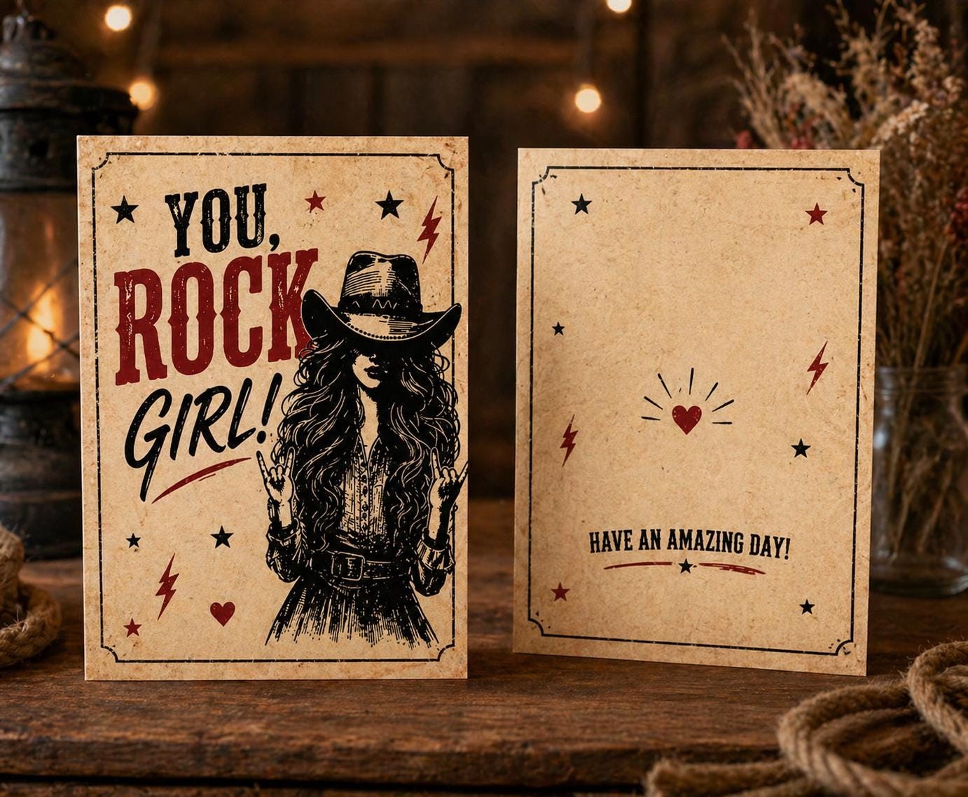 Western Cowgirl Card Bundle, Birthday, Thank You, Get Well (Instant Download PDF)