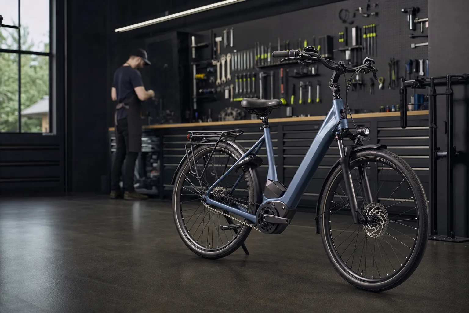 Electric bike and workshop detail