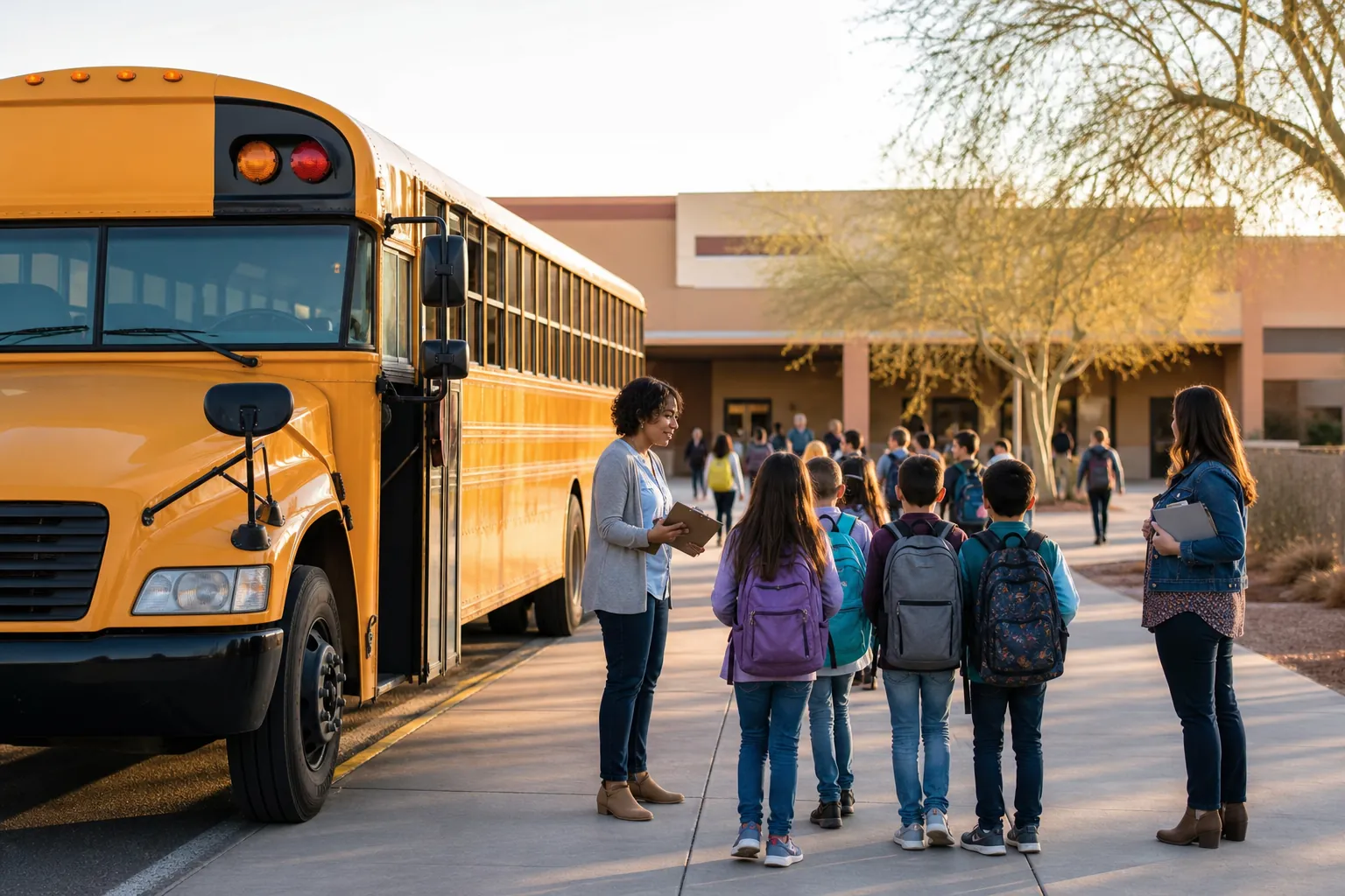 Yellow school bus prepared for a school field trip departure