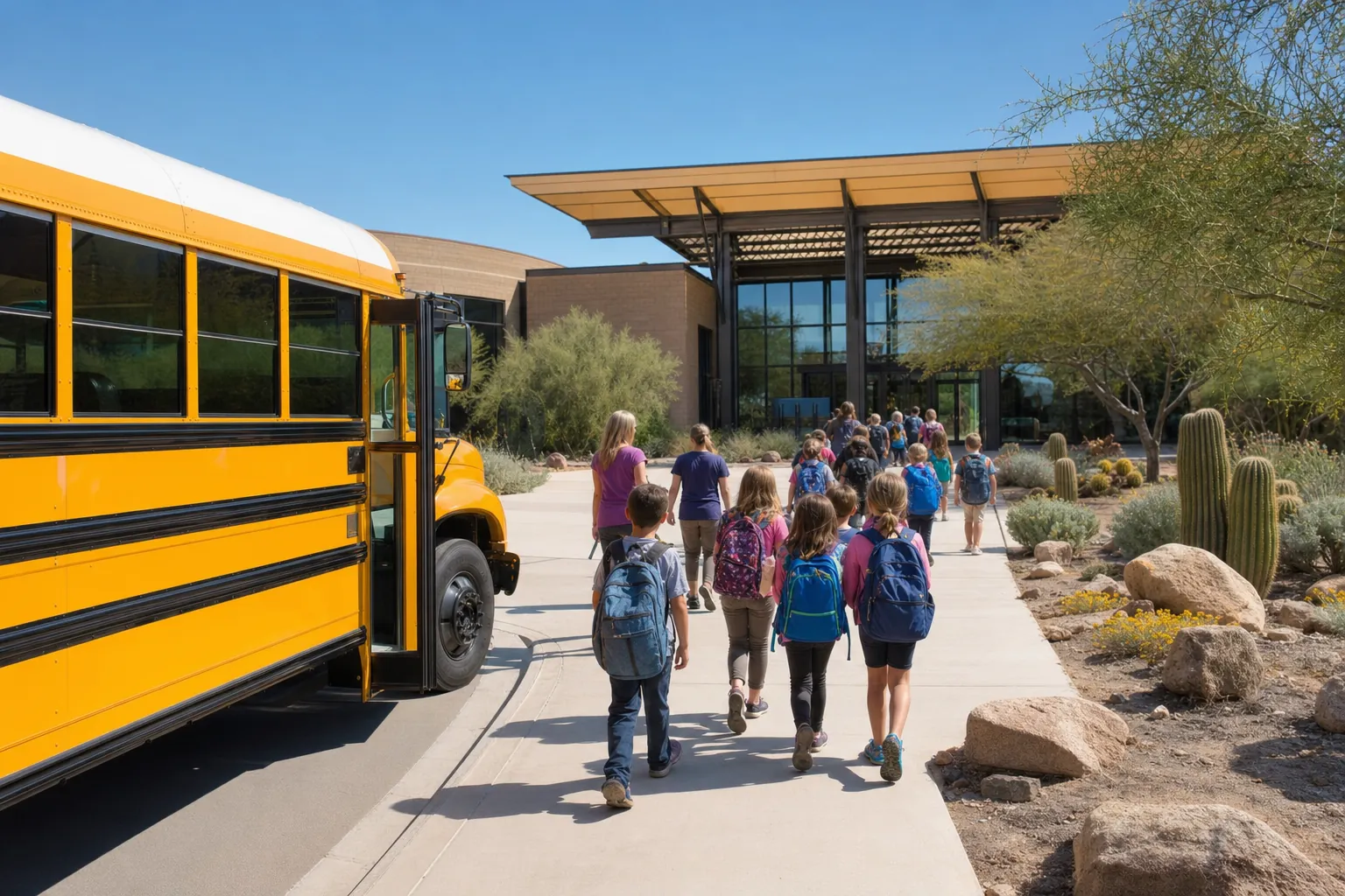 Illustrative scene representing field trips & educational outings