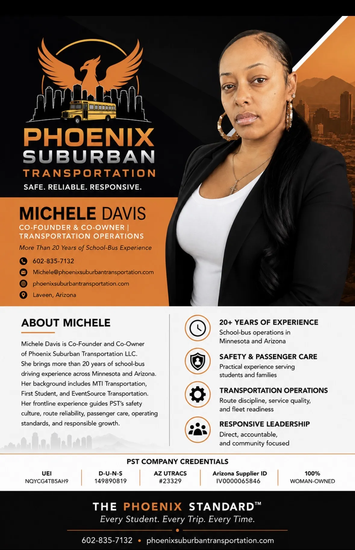 Michele Davis, Co-Founder & Co-Owner, Transportation Operations at Phoenix Suburban Transportation