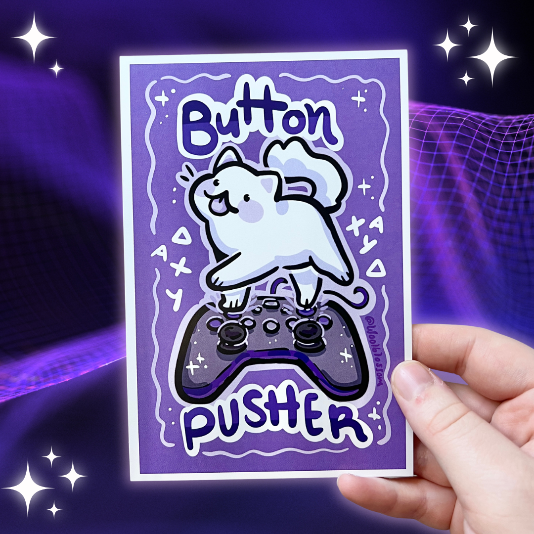 Button Pusher cat art print