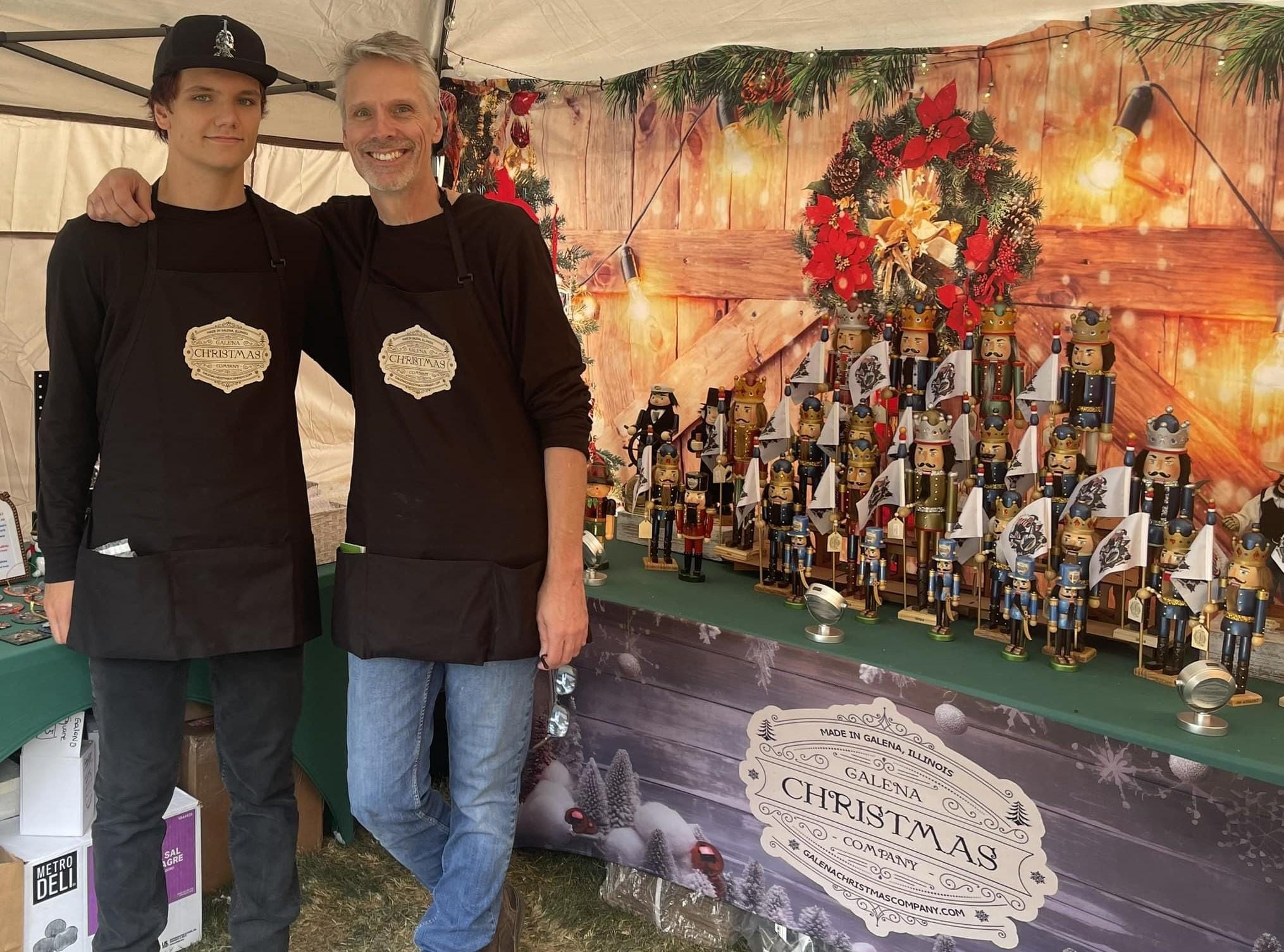 Galena Christmas Company makers with their nutcracker display