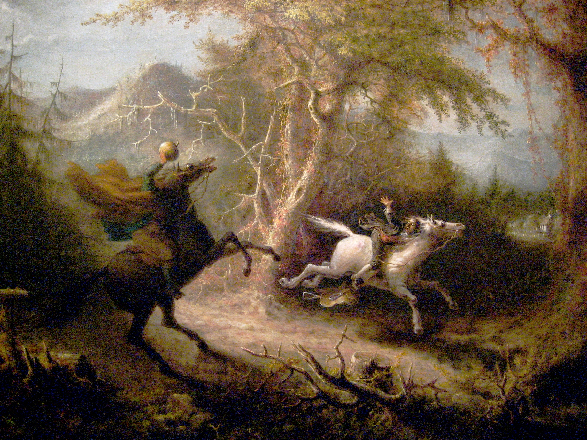 The Headless Horseman pursuing Ichabod Crane in an 1858 painting by John Quidor