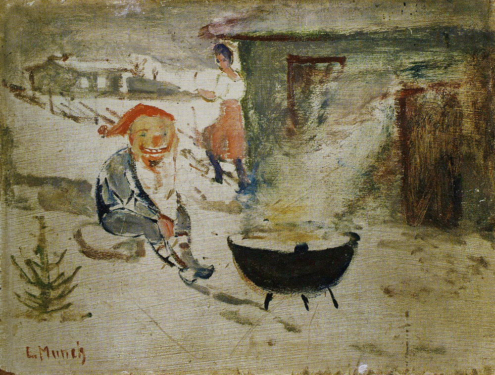 Edvard Munch's 1881 painting Goblin with Christmas Porridge