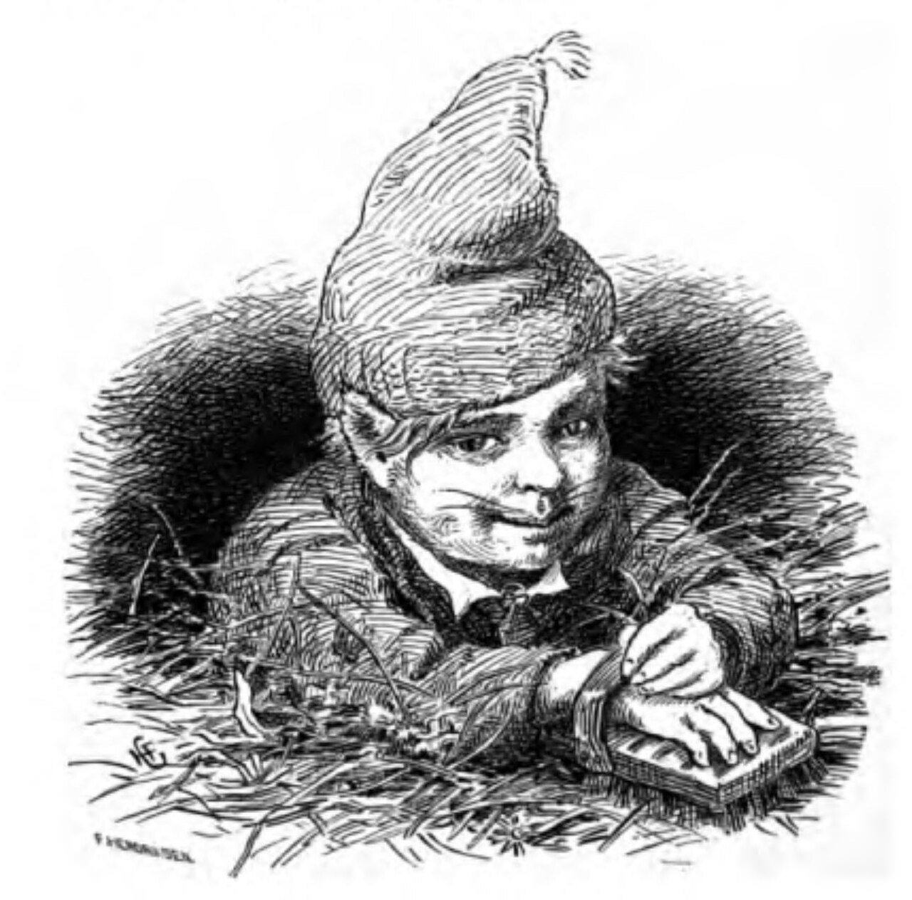 A nisse depicted as a stable boy in a Norwegian folk-tale illustration