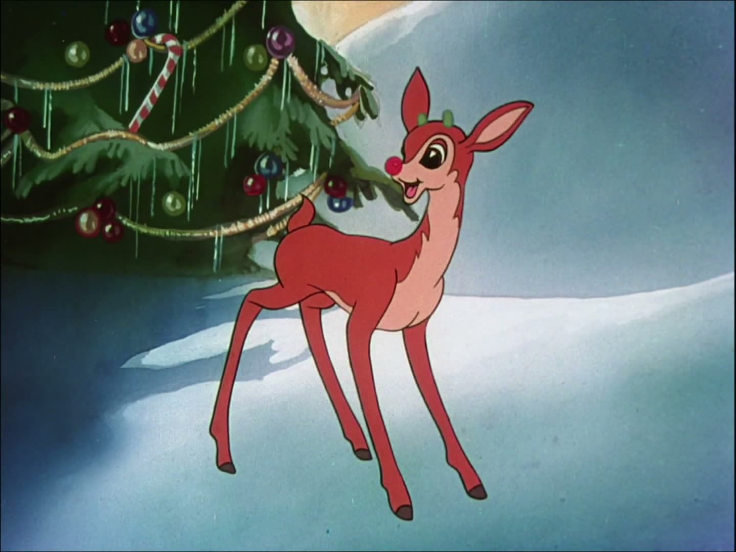 Rudolph with his glowing red nose in the 1948 animated short
