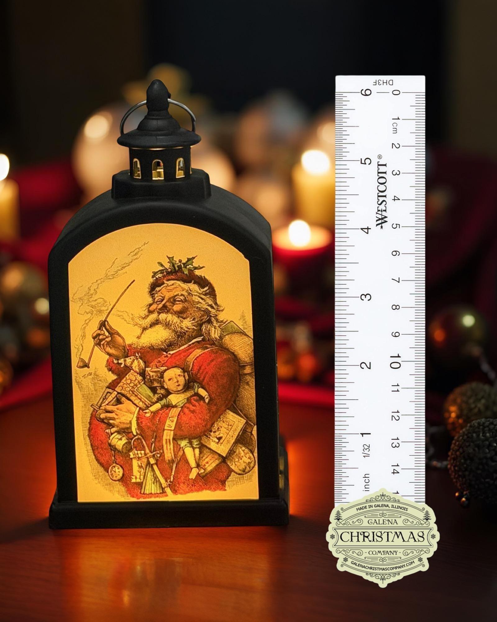 St. Nicholas 6-Inch LED Accent Lantern – Featuring Vintage Thomas Nast Christmas Art NASR/001, view 2