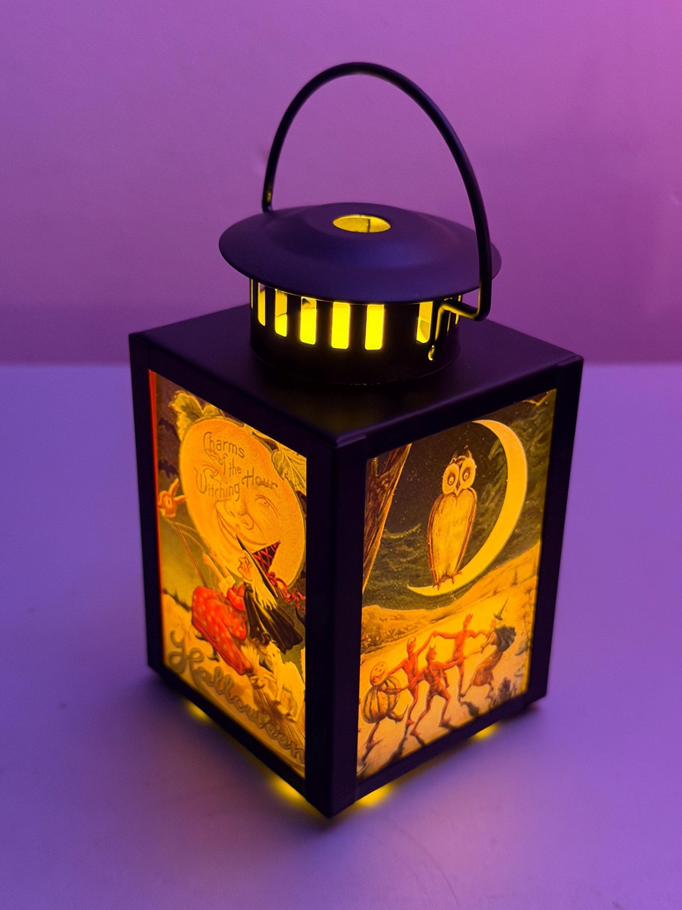 Vintage Style Merry Halloween Lantern Witch LED Holiday Accent Lamp 4-inch / HALW/0126, view 5