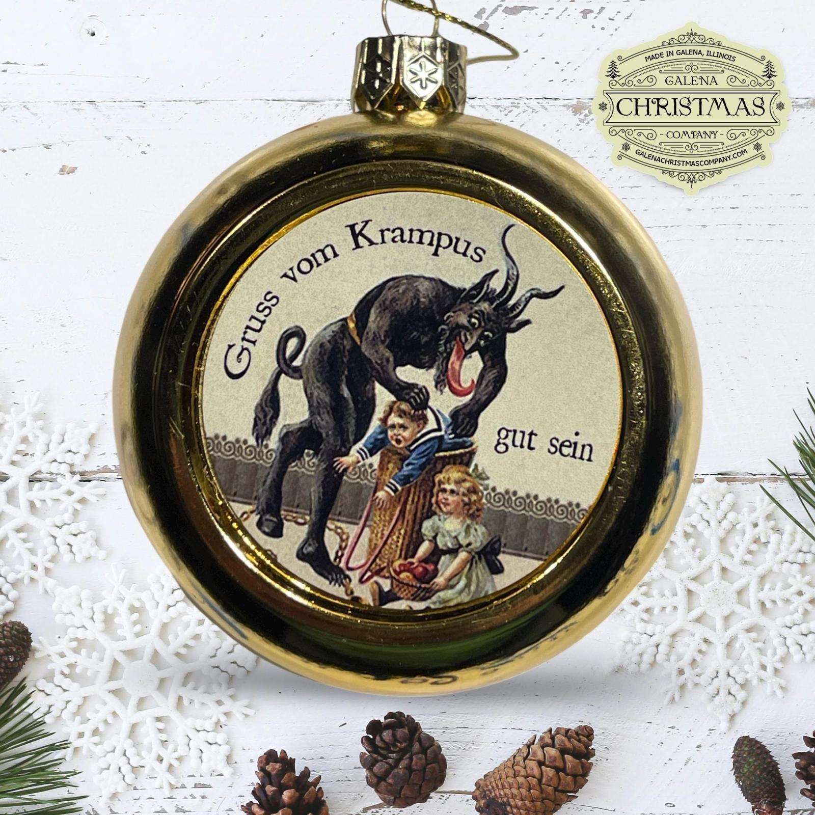 Krampus / Gruss Vom Krampus Holiday Ornament Gold 3-inch Round /KRA24P-03