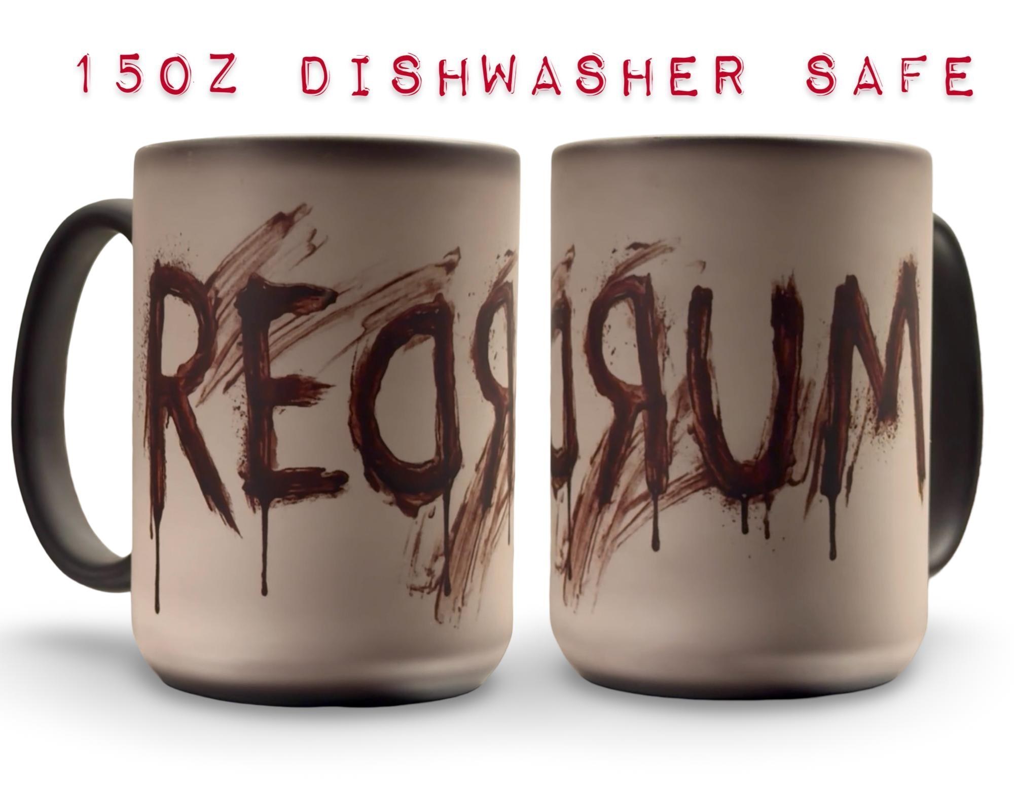 MAGIC REVEAL REDRUM bloody Murder 15oz dark humor horror coffee mug, view 3