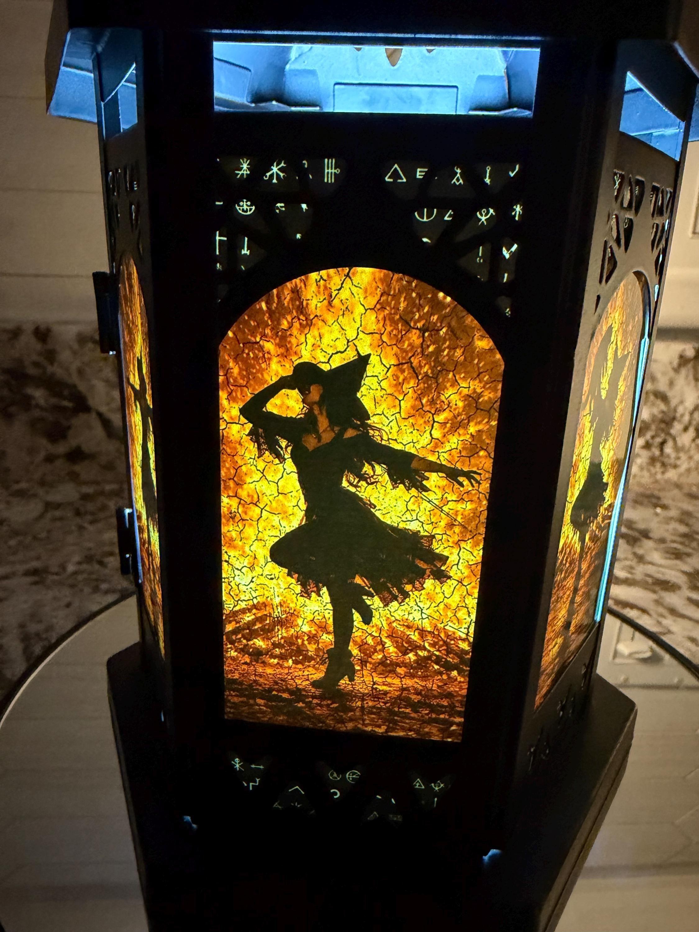 Witches Dance Metal / Glass 11 inch LED Accent Lantern WD20261, view 2