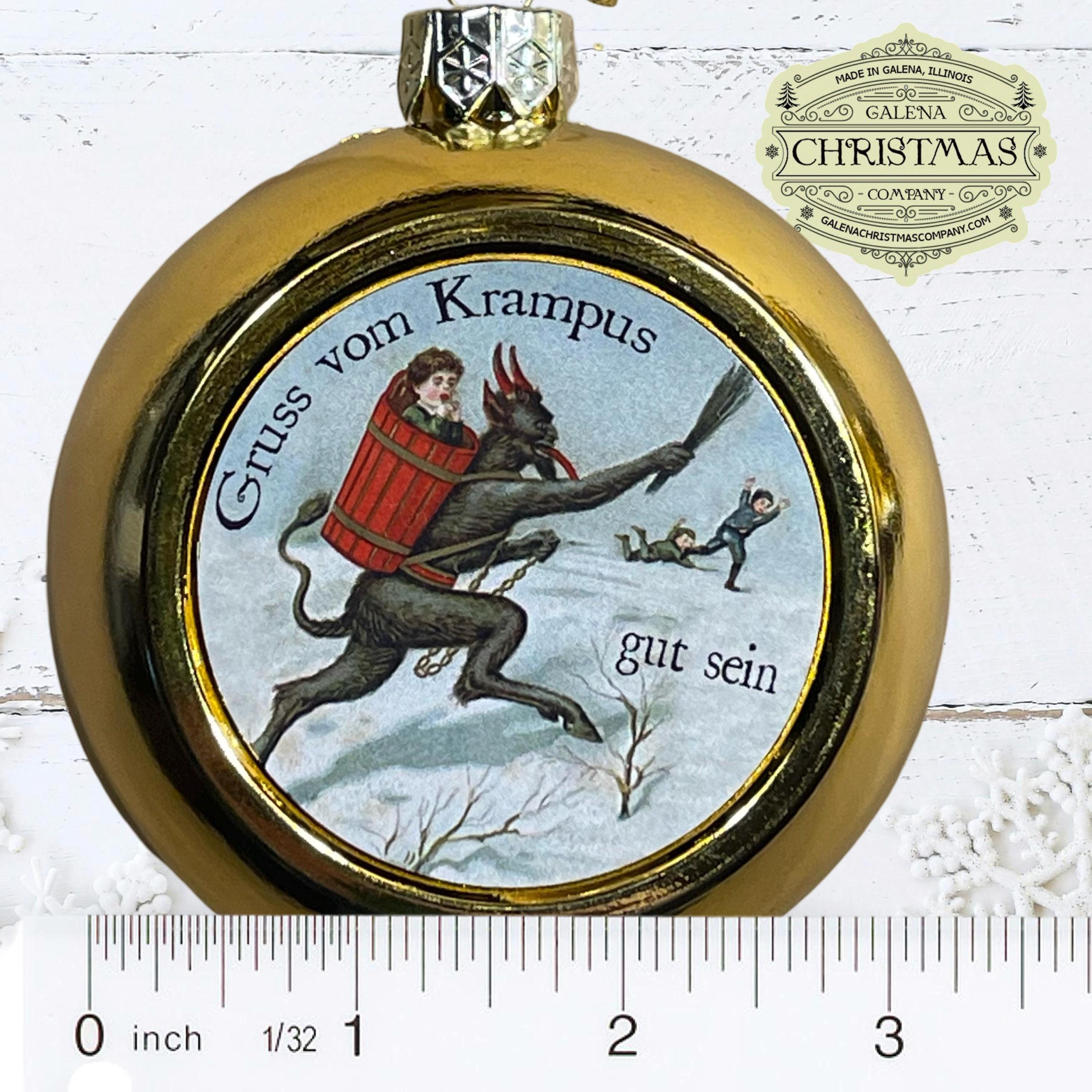 Krampus / Gruss Vom Krampus Holiday Ornament Gold Snow 3-inch Round /KRA24P-013, view 3