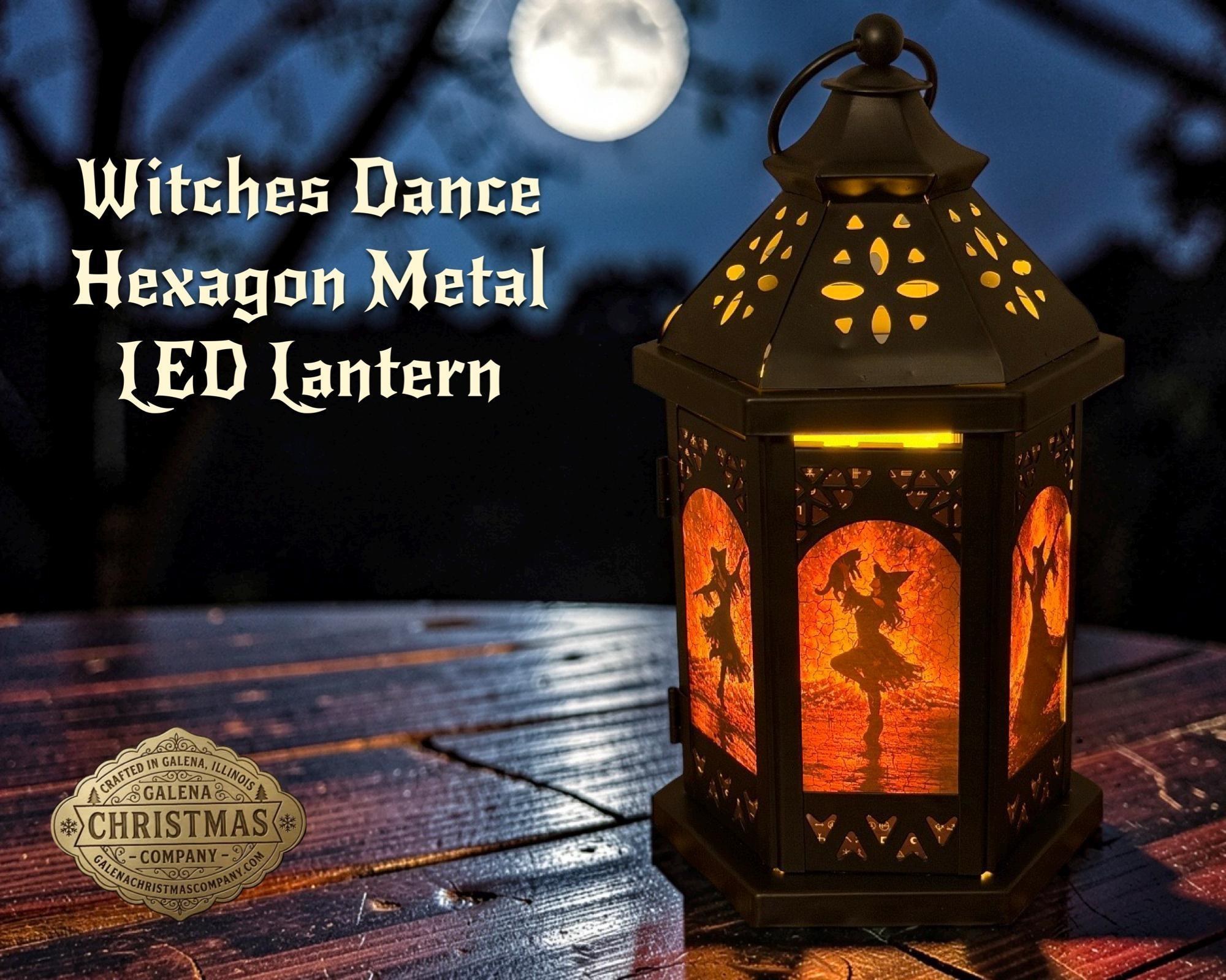 Witches Dance Metal / Glass 11 inch LED Accent Lantern WD20261