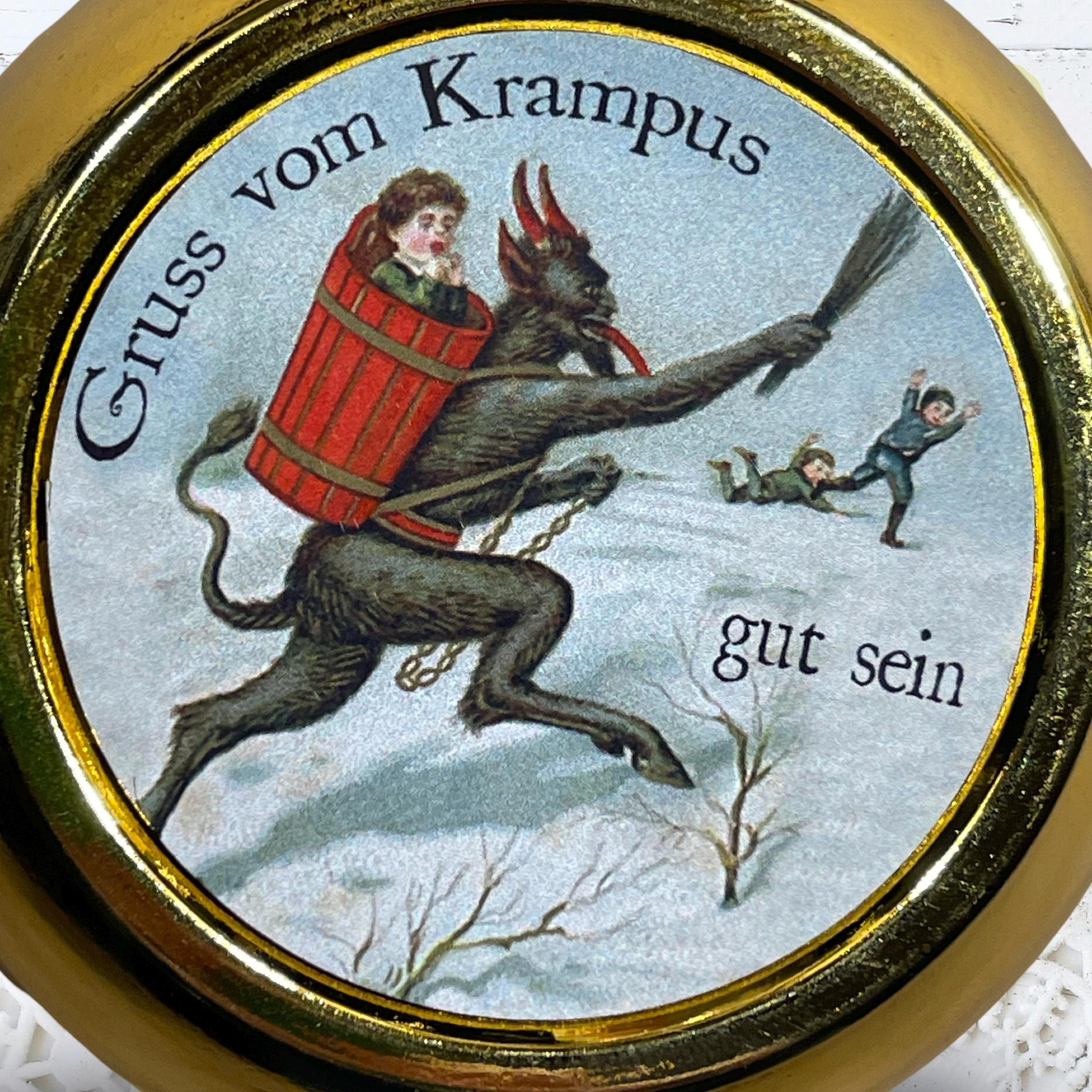Krampus / Gruss Vom Krampus Holiday Ornament Gold Snow 3-inch Round /KRA24P-013, view 4